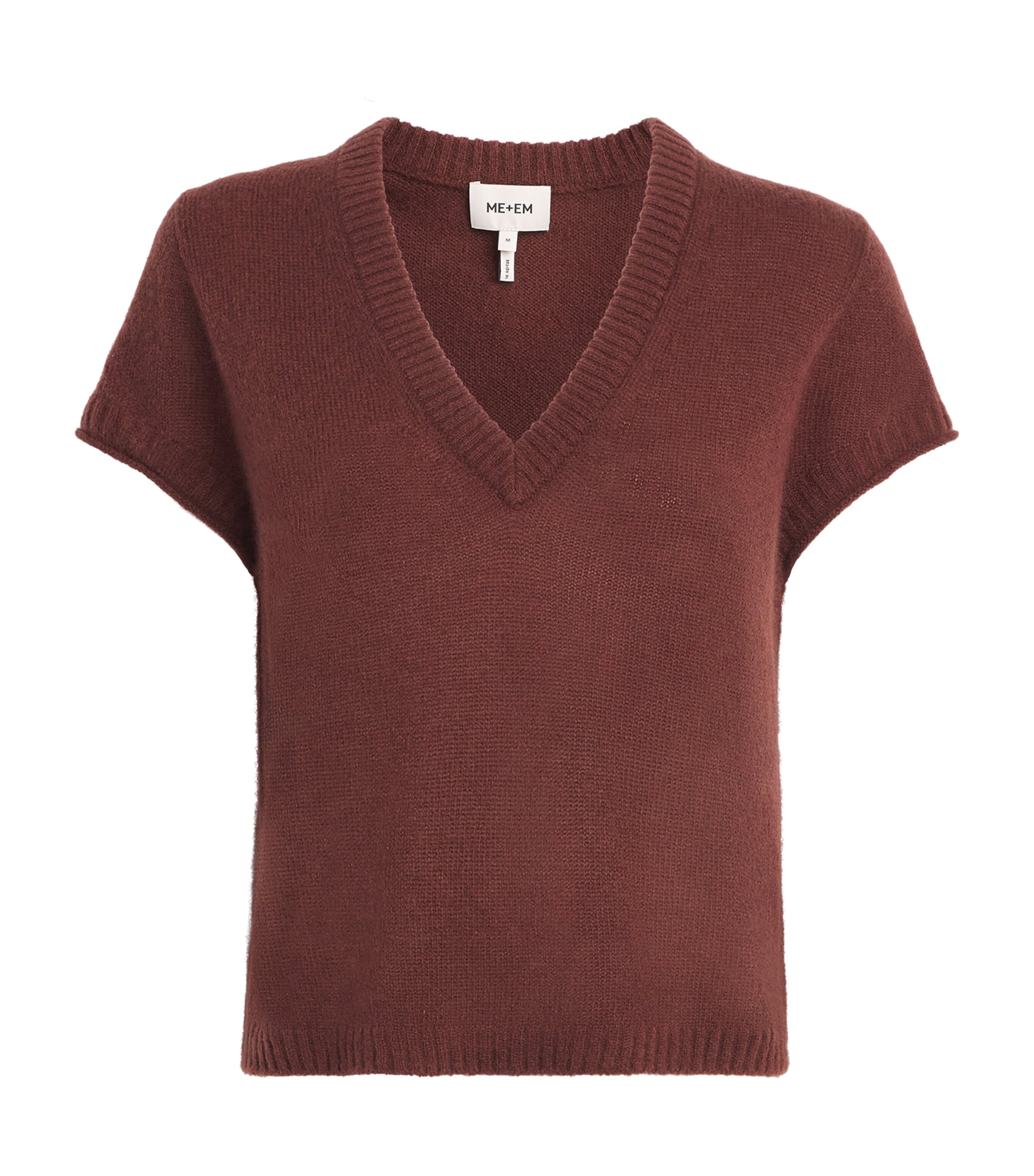 ME+EM Womens Merino-Cashmere-Silk Baby T-Shirt Cinnamon Brown