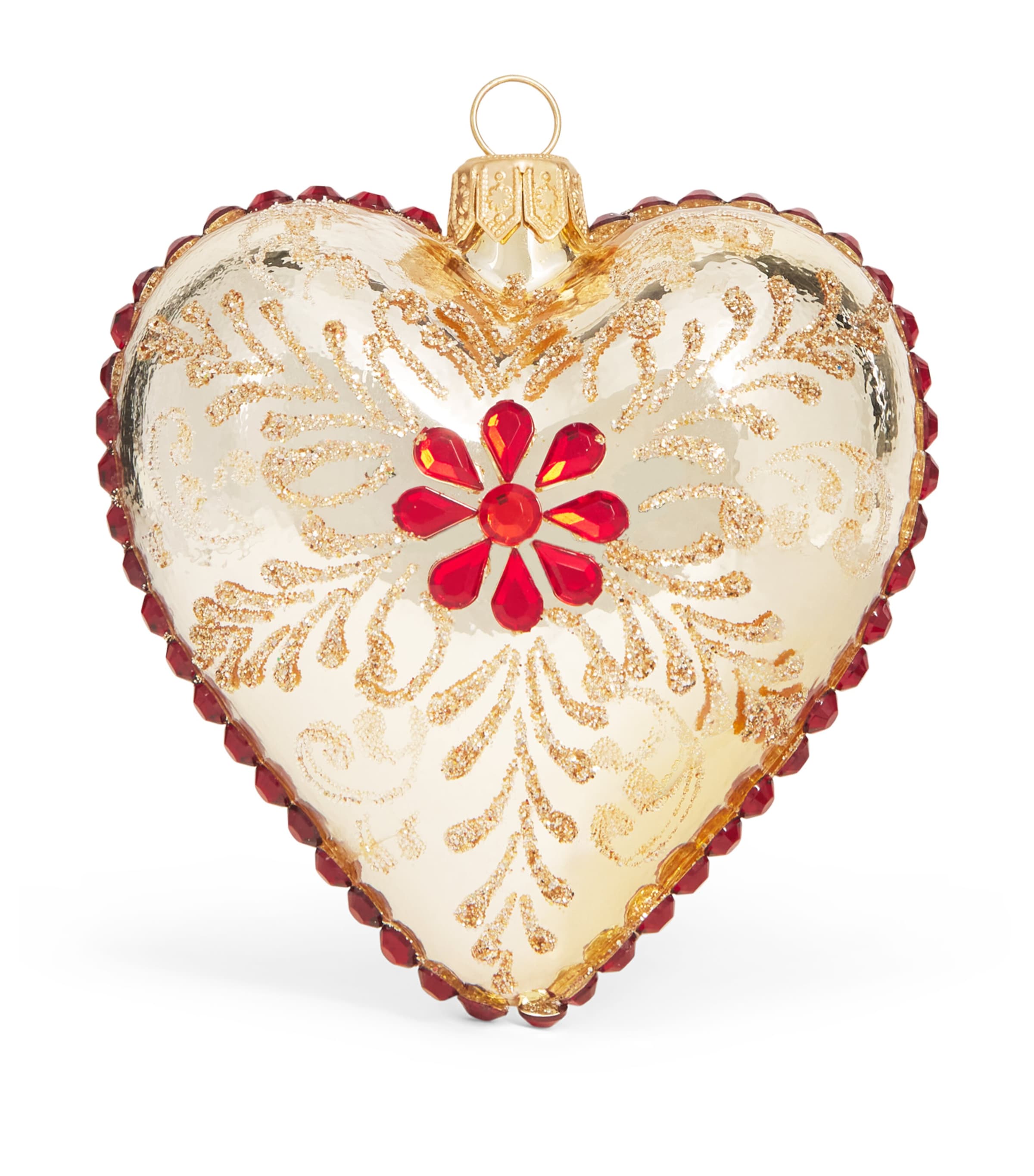 Harrods Metallic Heart Bauble Gold Lacquer