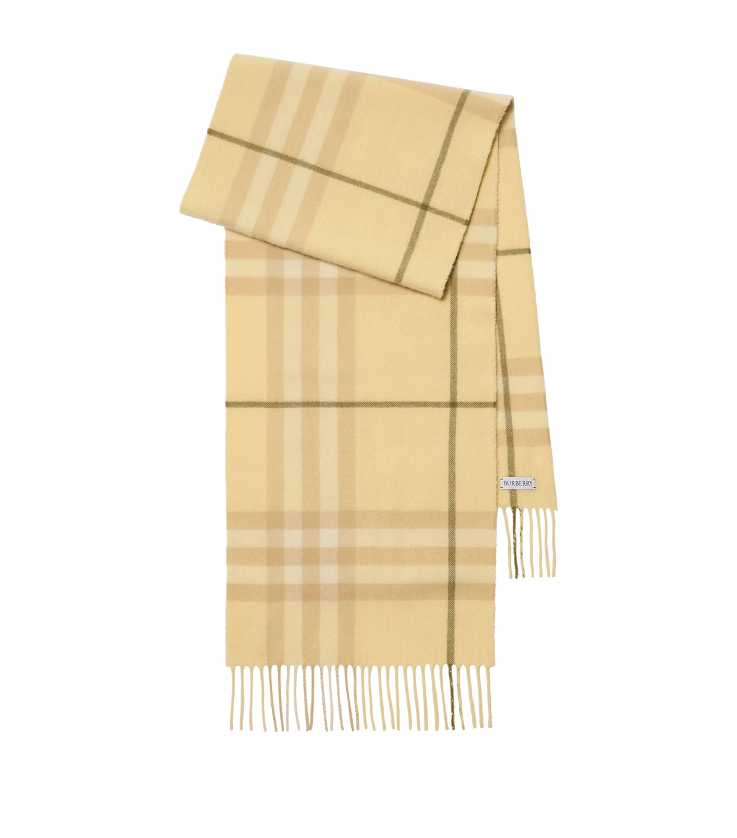 Burberry Cashmere Check Scarf Buff Yellow