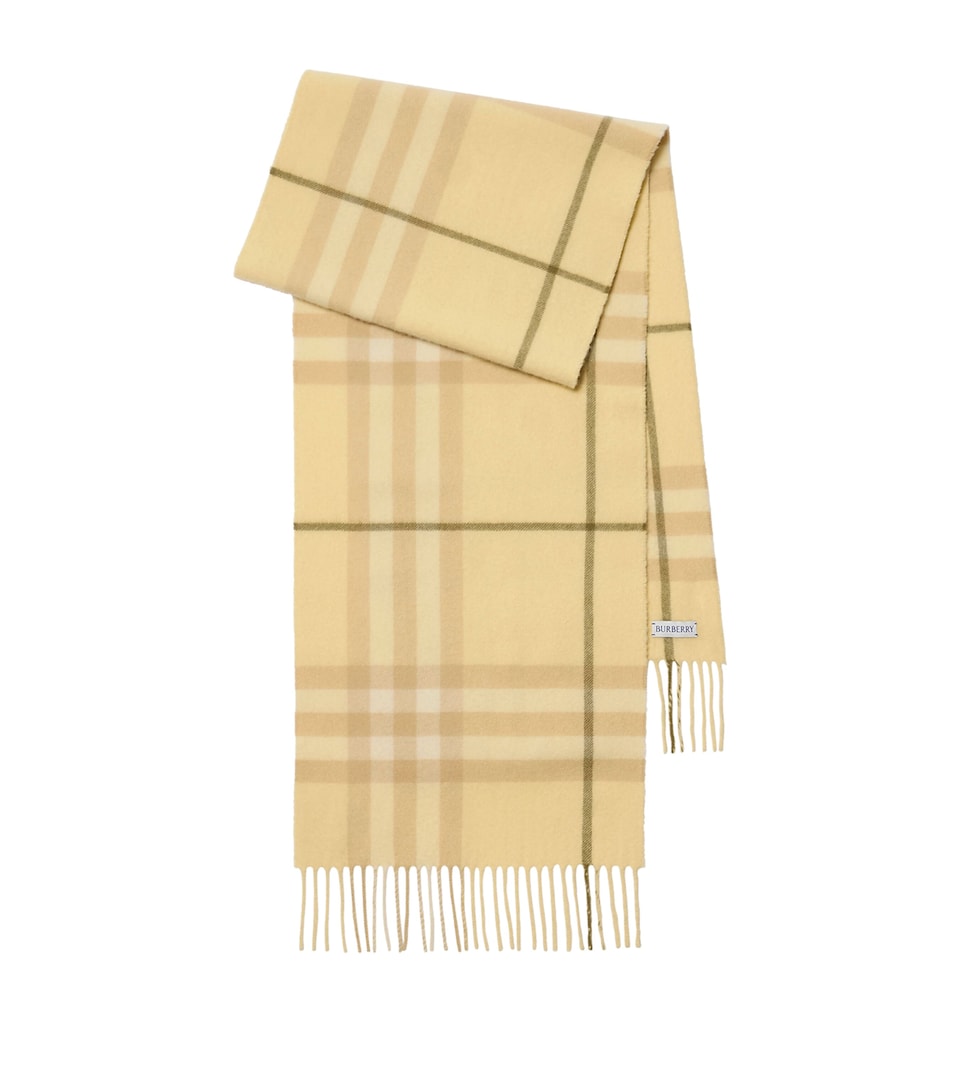 Burberry Cashmere Check Scarf Buff Yellow