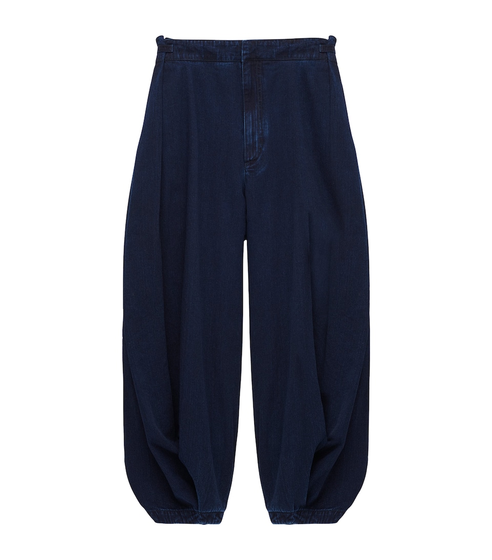 Draped Barrel-Leg Jeans