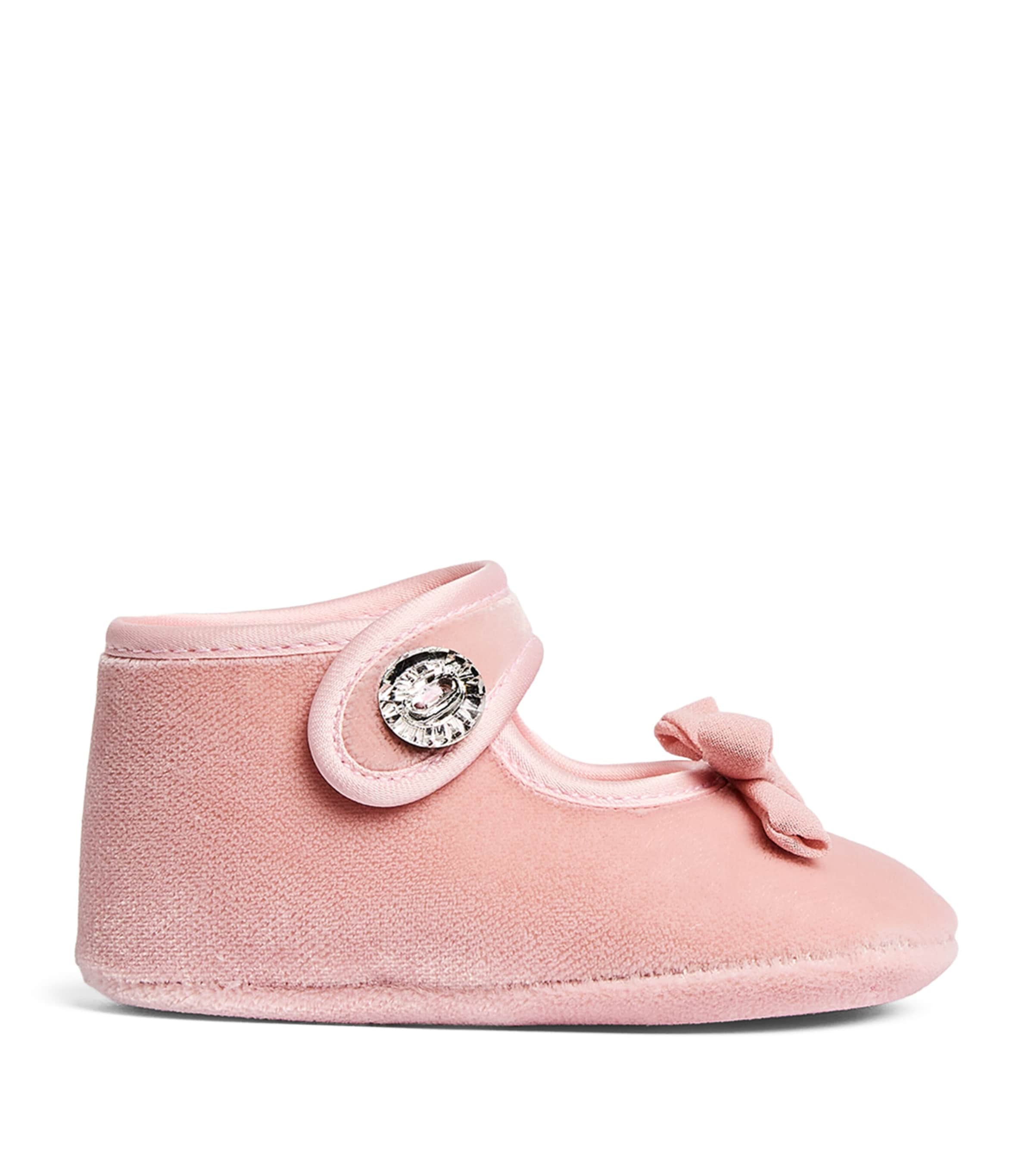 Monnalisa Velvet Bow Ballet Flats Rosa Chiaro