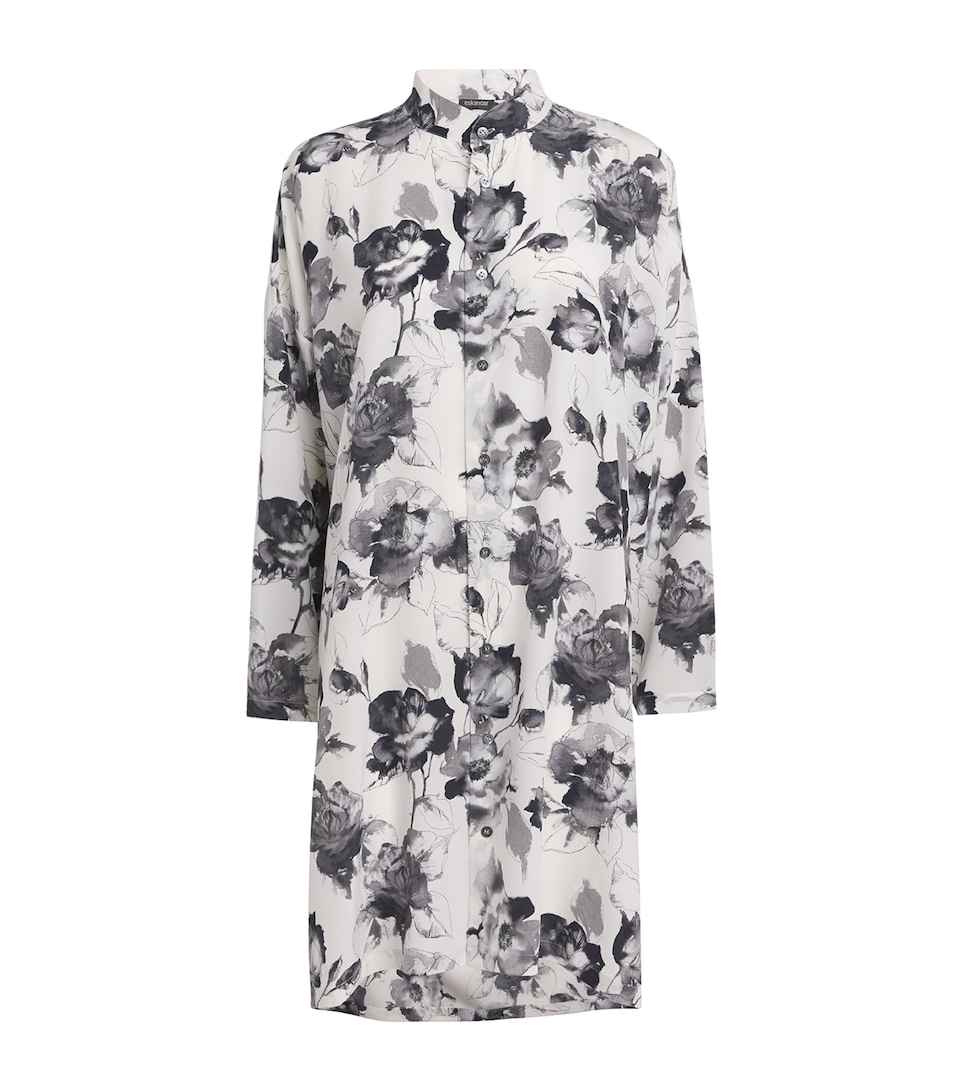 Silk Floral Longline Shirt