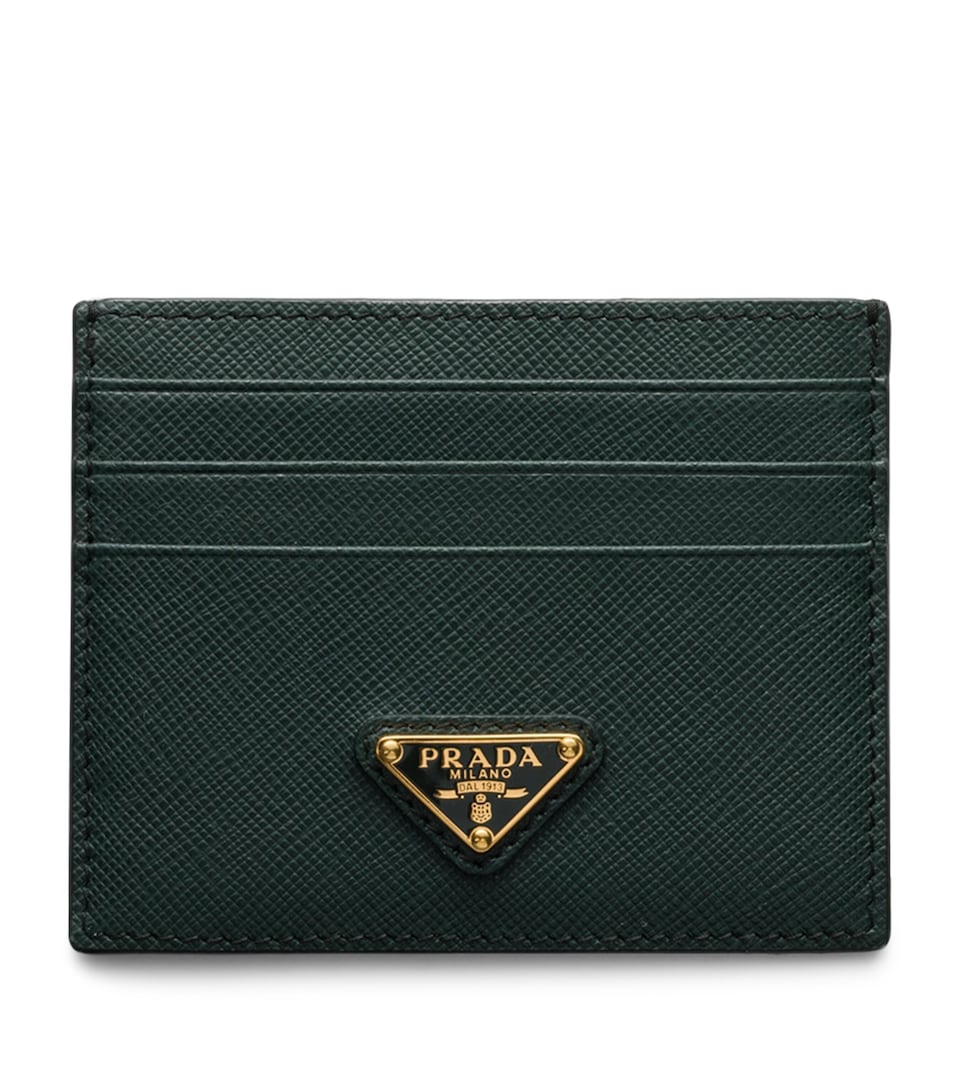 Prada Saffiano Leather Card Holder Green