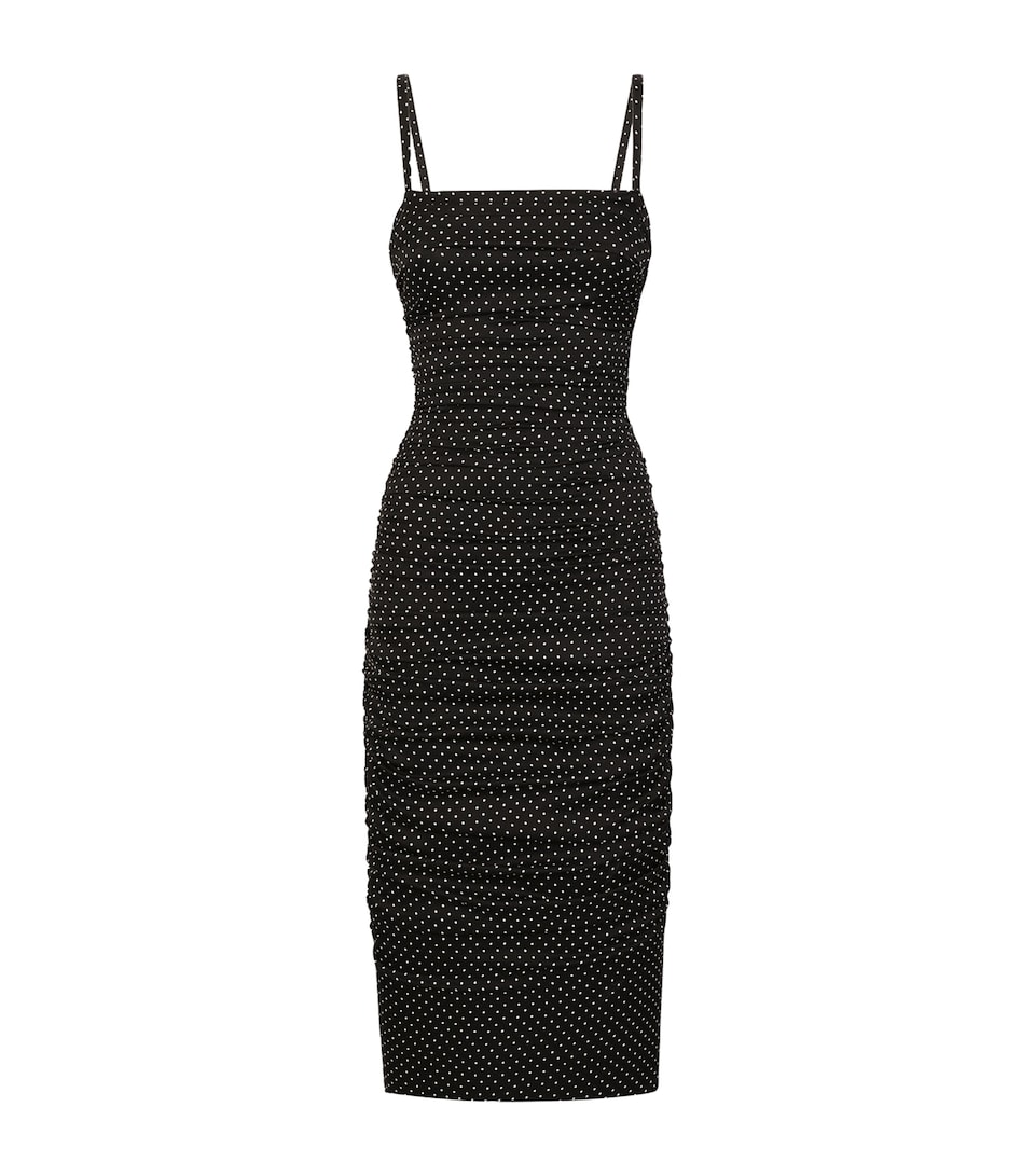 Silk Polka-Dot Bodycon Dress