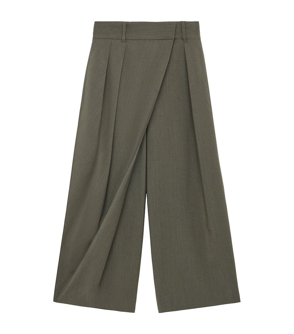 Wool Cropped Wrap Trousers