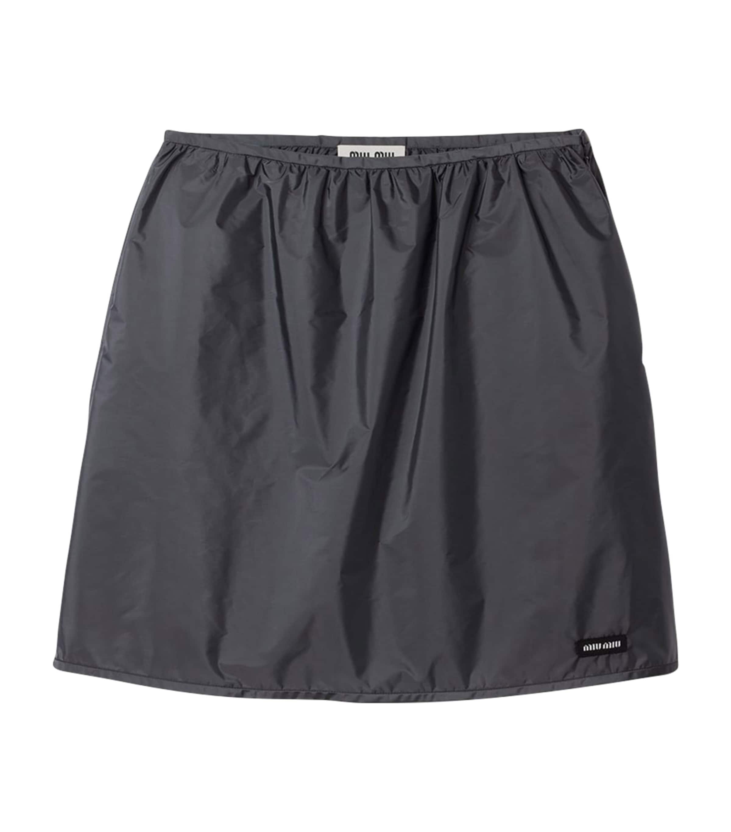 Miu Miu Womens Technical Fabric Mini Skirt Grey
