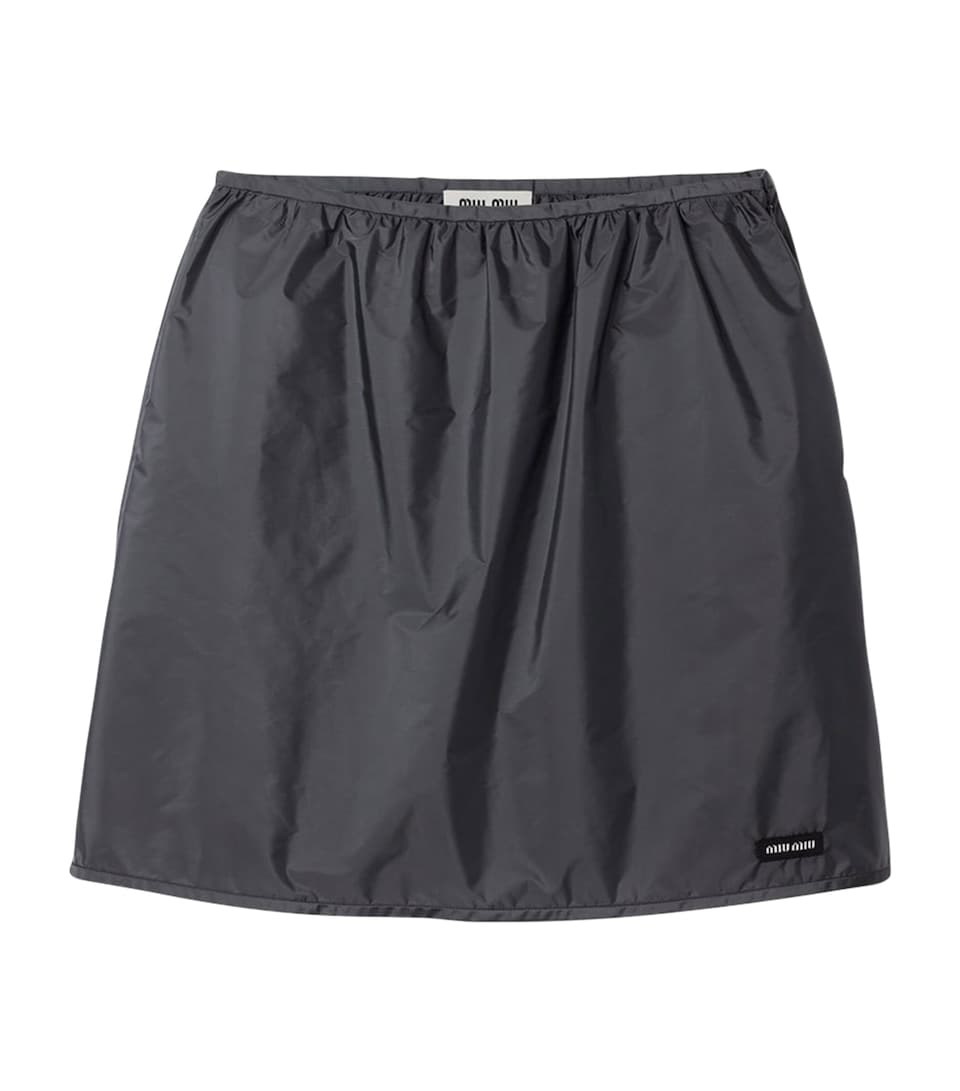 Miu Miu Womens Technical Fabric Mini Skirt Grey