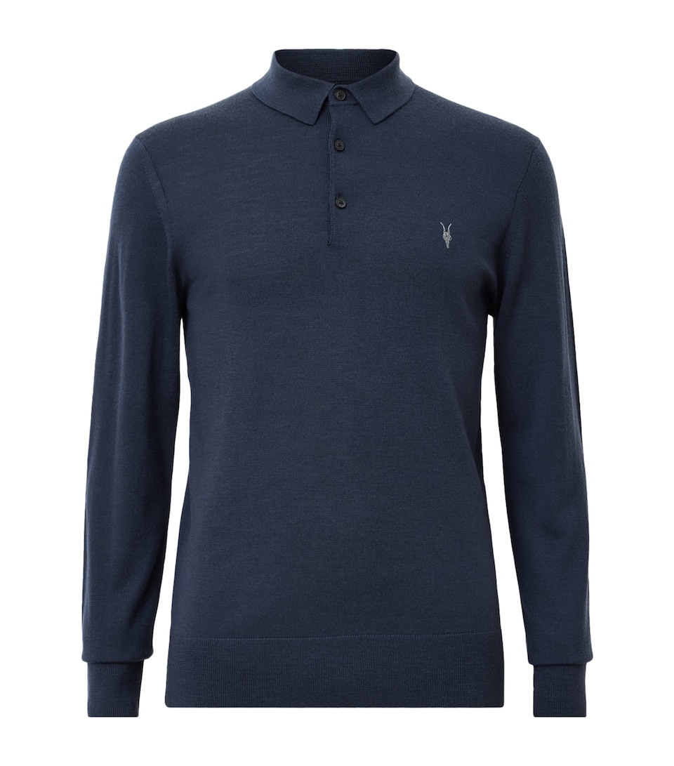 Merino Wool Long-Sleeve Mode Polo Shirt