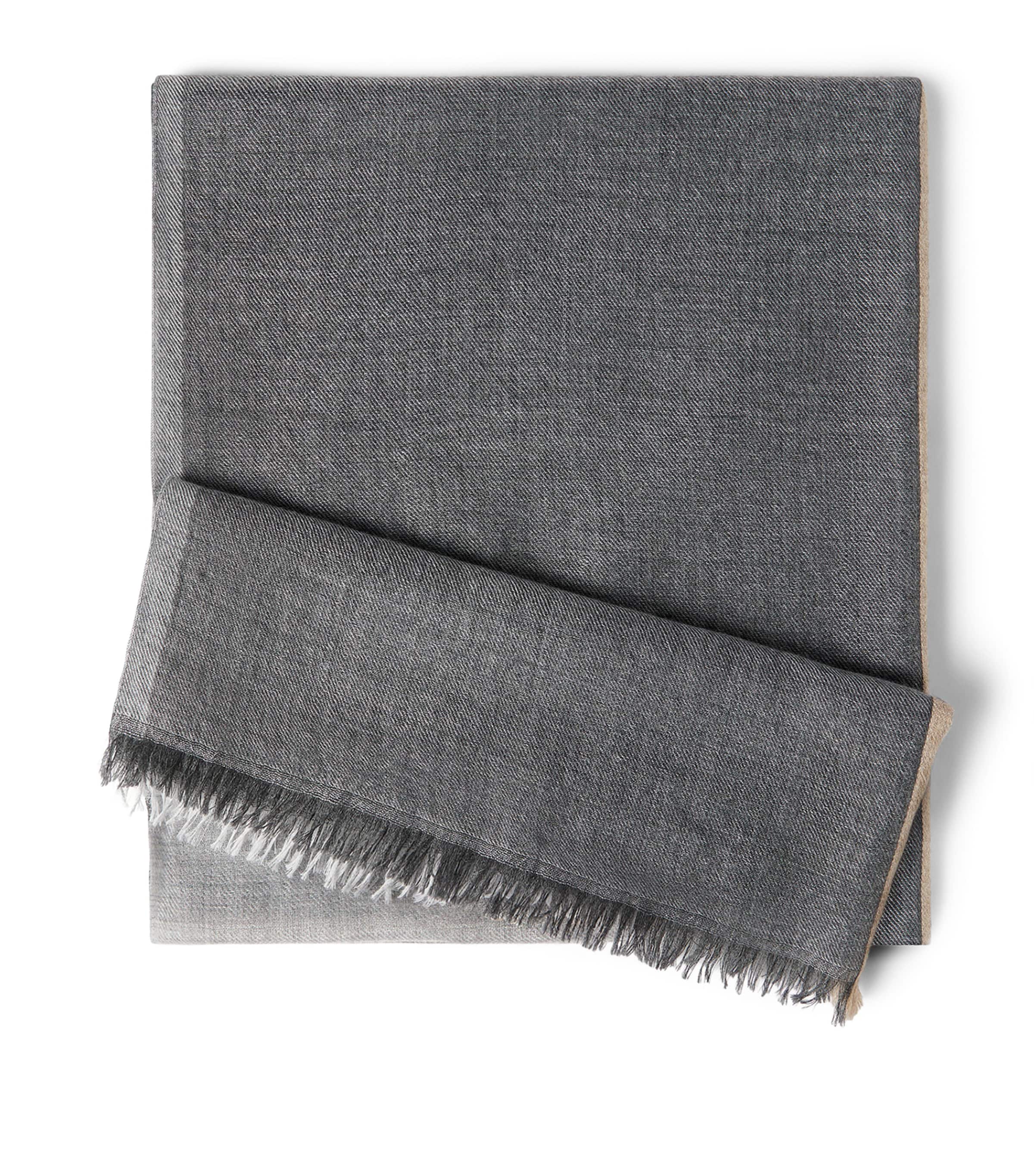 Brunello Cucinelli Cashmere-Silk Colour-Block Scarf