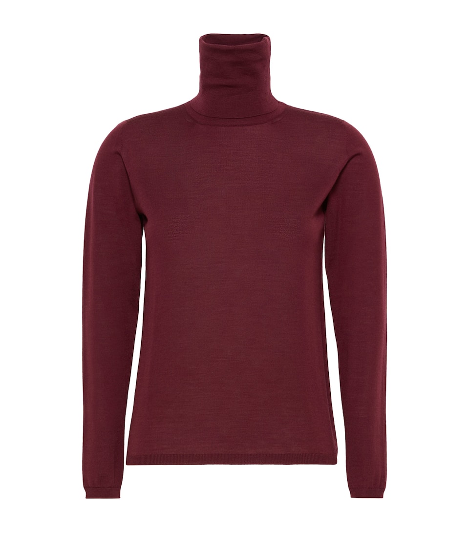 Max Mara Womens Virgin Wool Rollneck Sweater Red Purple