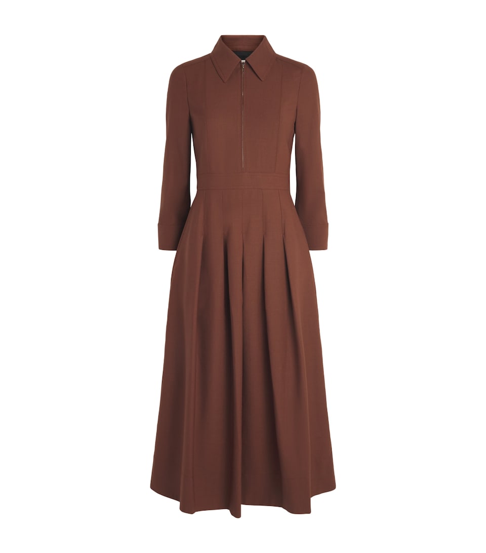 ME+EM Womens Zipped Fit and Flare Midi Dress Deep Pecan Brown