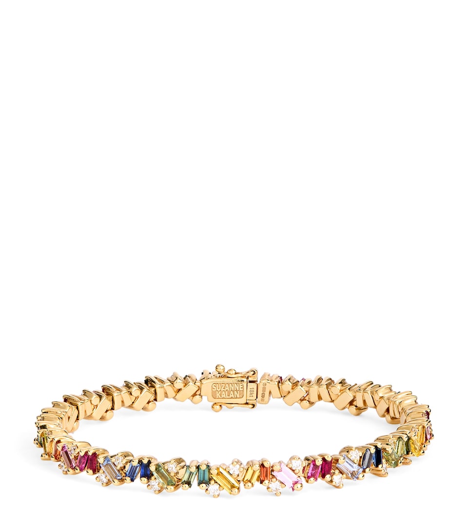 Yellow Gold and Rainbow Sapphire Frenzy Tennis Bracelet