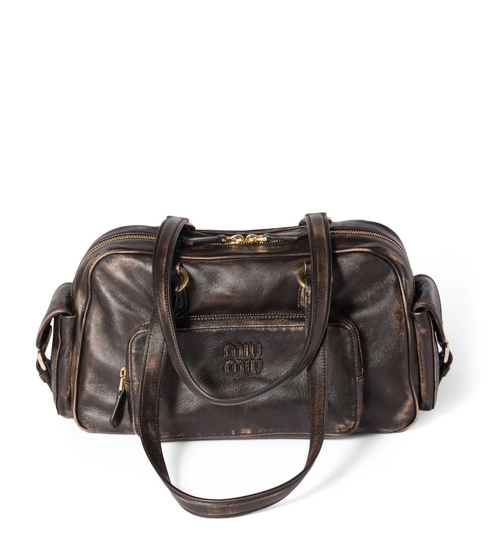 Nappa Leather Pocket Top-Handle Bag