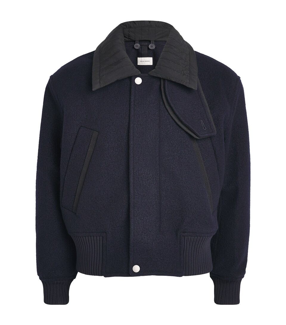 Craig Green Mens Wool Flight Jacket Navy