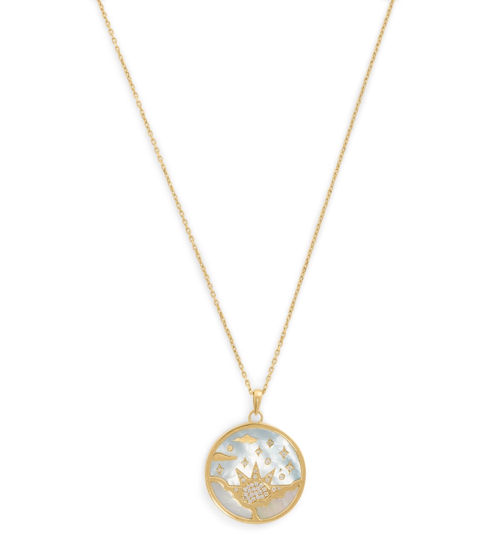 Yellow Gold and Diamond Sunrise Pendant Necklace