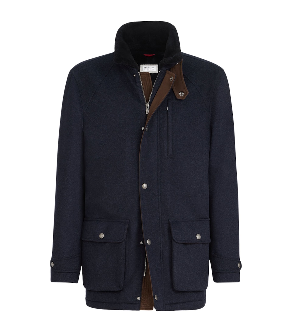Brunello Cucinelli Mens Cashmere Beaver Cloth Field Jacket