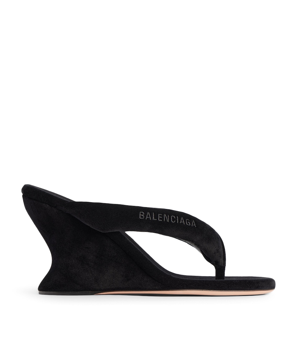 Balenciaga Velvet Gaeta Thong Wedge Sandals 90