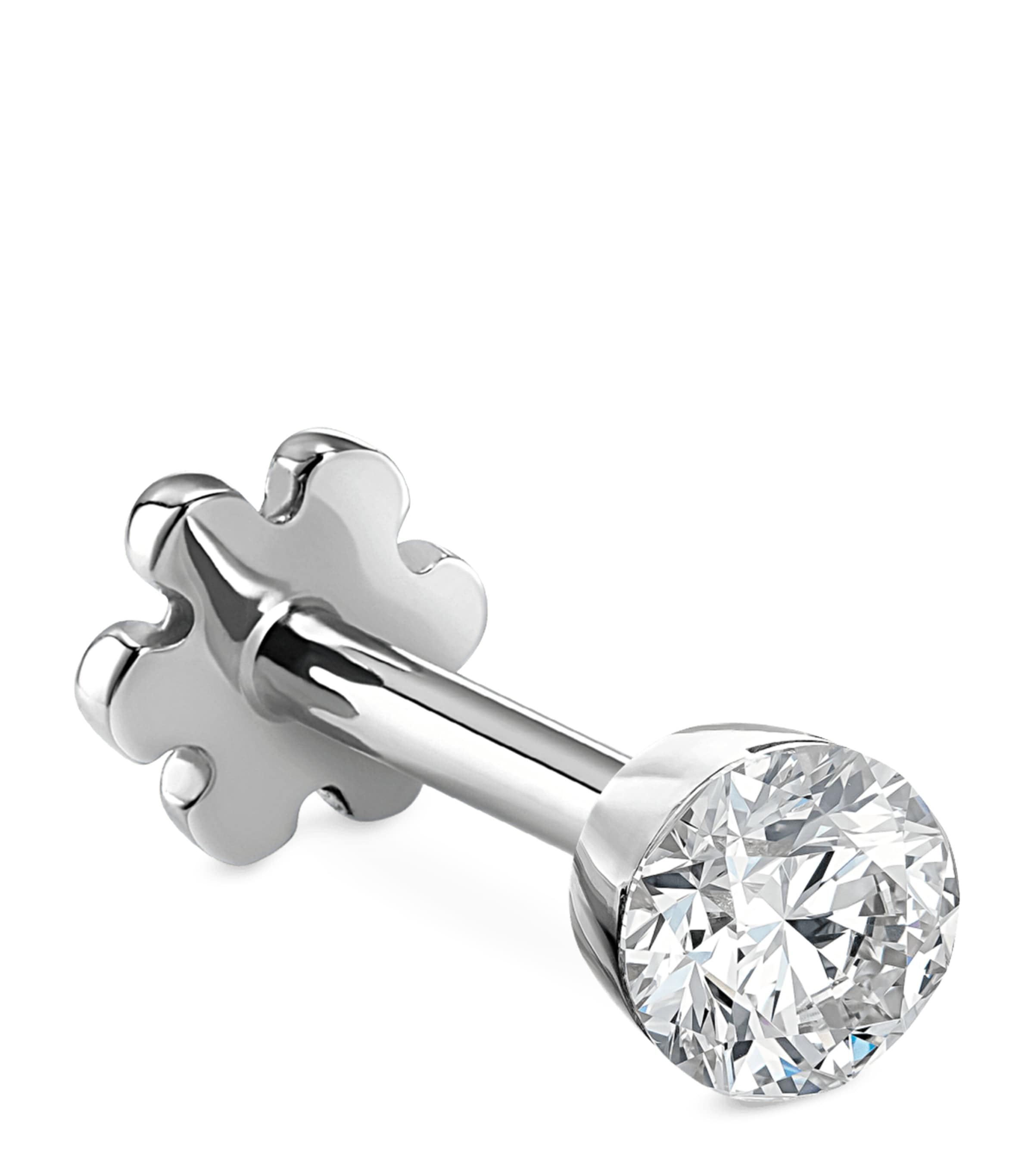 White Gold Invisible Set Diamond Threaded Stud Earring (2.5mm)