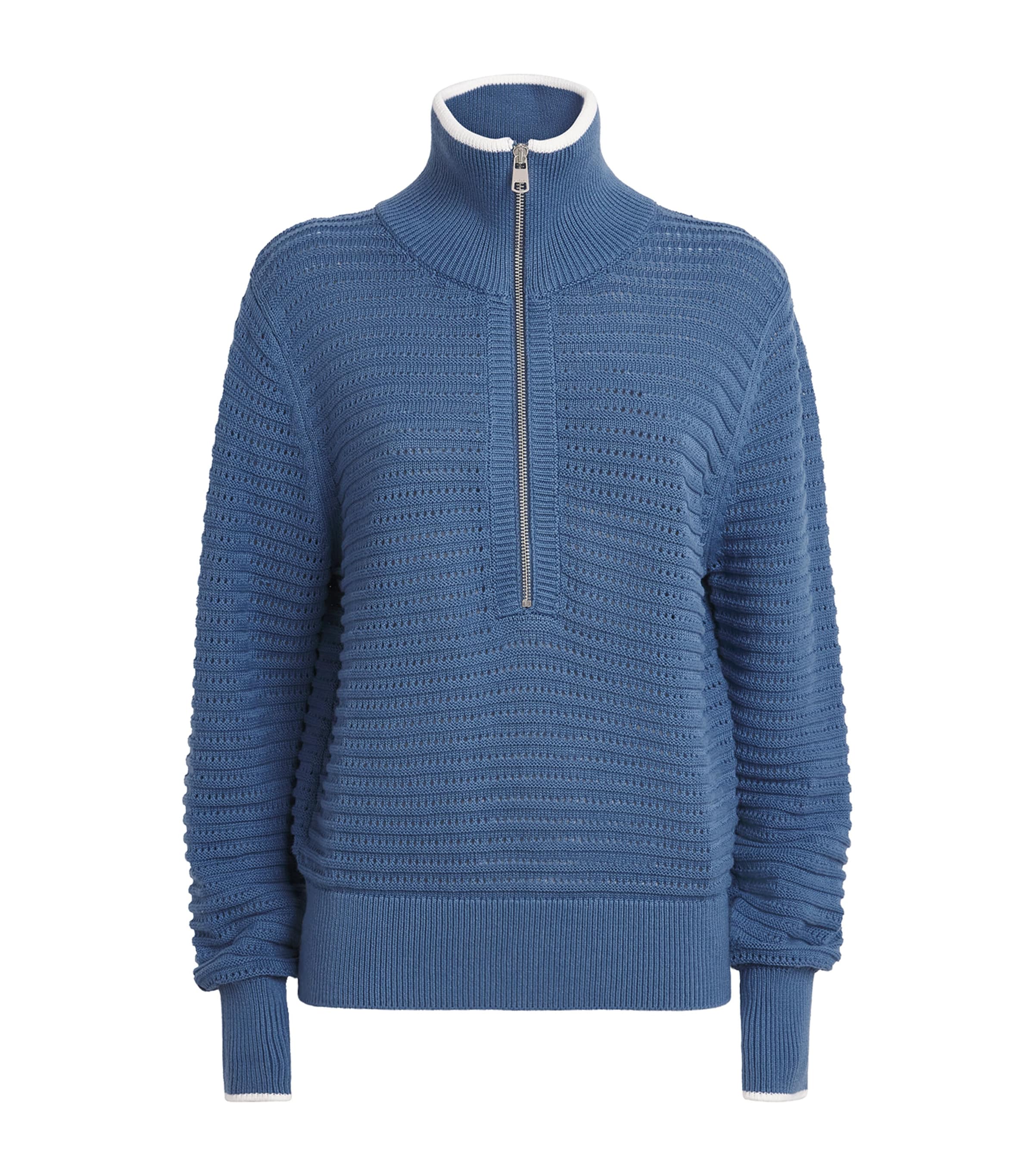 Varley Womens Cotton Morwenna Half-Zip Sweater Bijou Blue