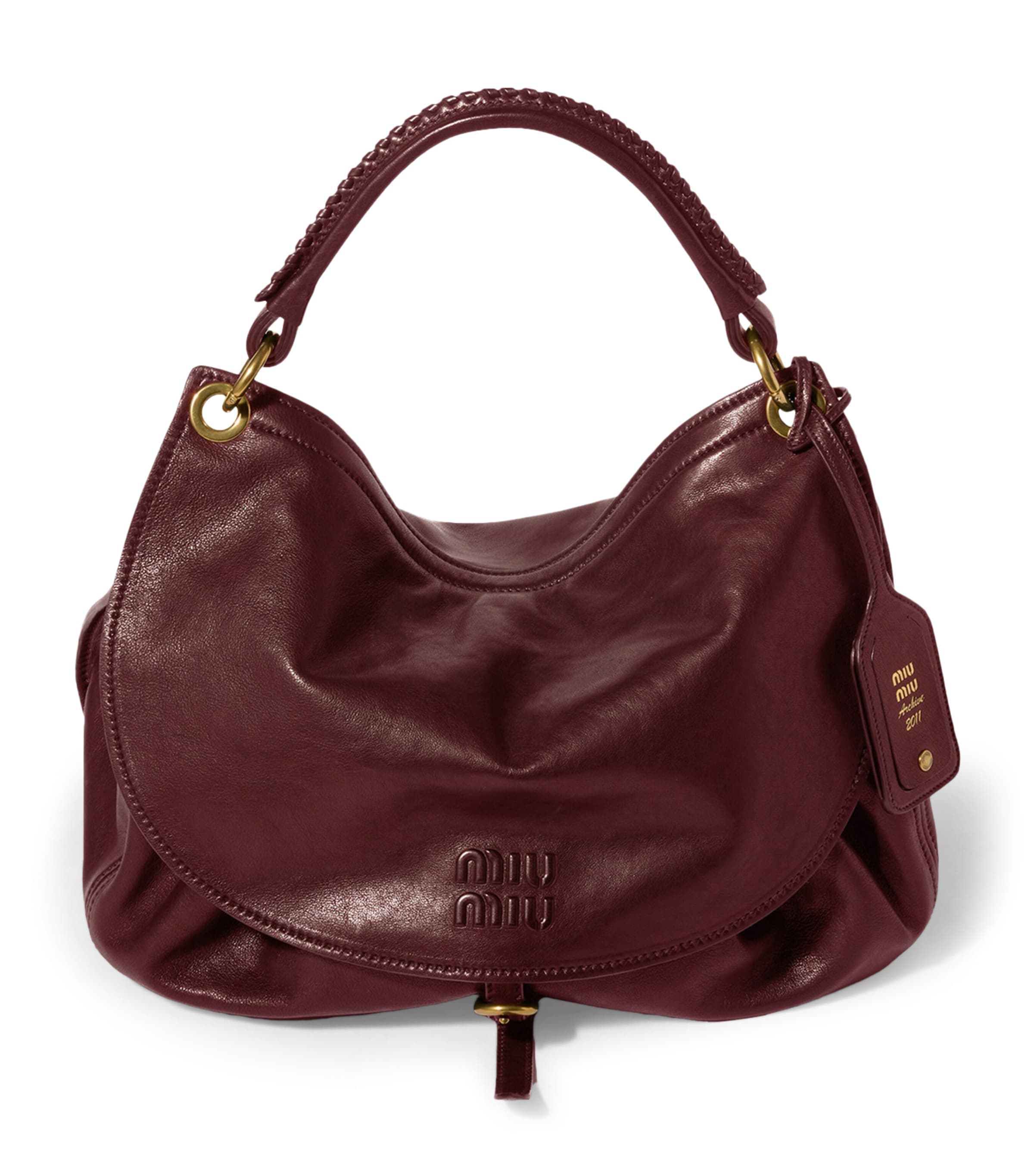Miu Miu Leather Rendez-Vous Shoulder Bag Burgundy