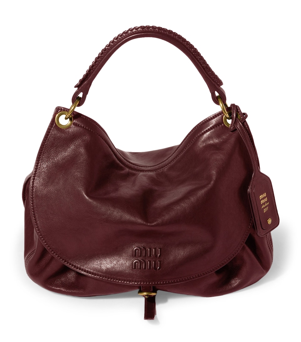 Miu Miu Leather Rendez-Vous Shoulder Bag Burgundy