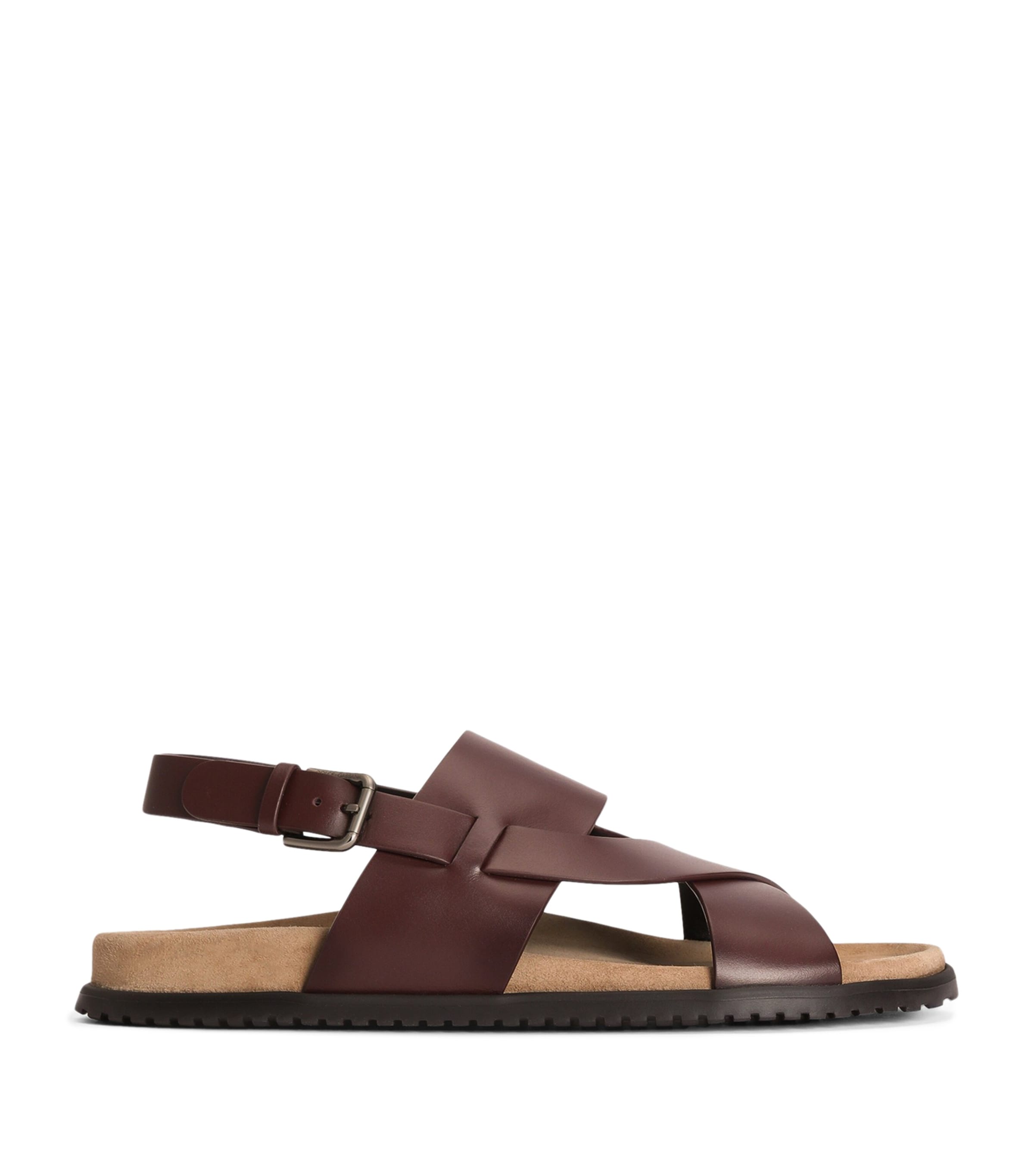 Dolce&Gabbana Leather Cross-Strap Sandals Burgundy