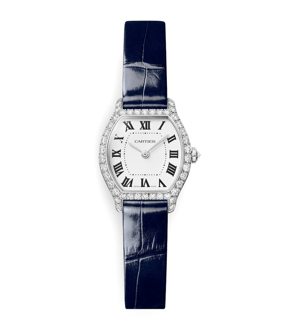 Cartier Mini White Gold and Diamond Tortue Watch 20.9mm White Gold