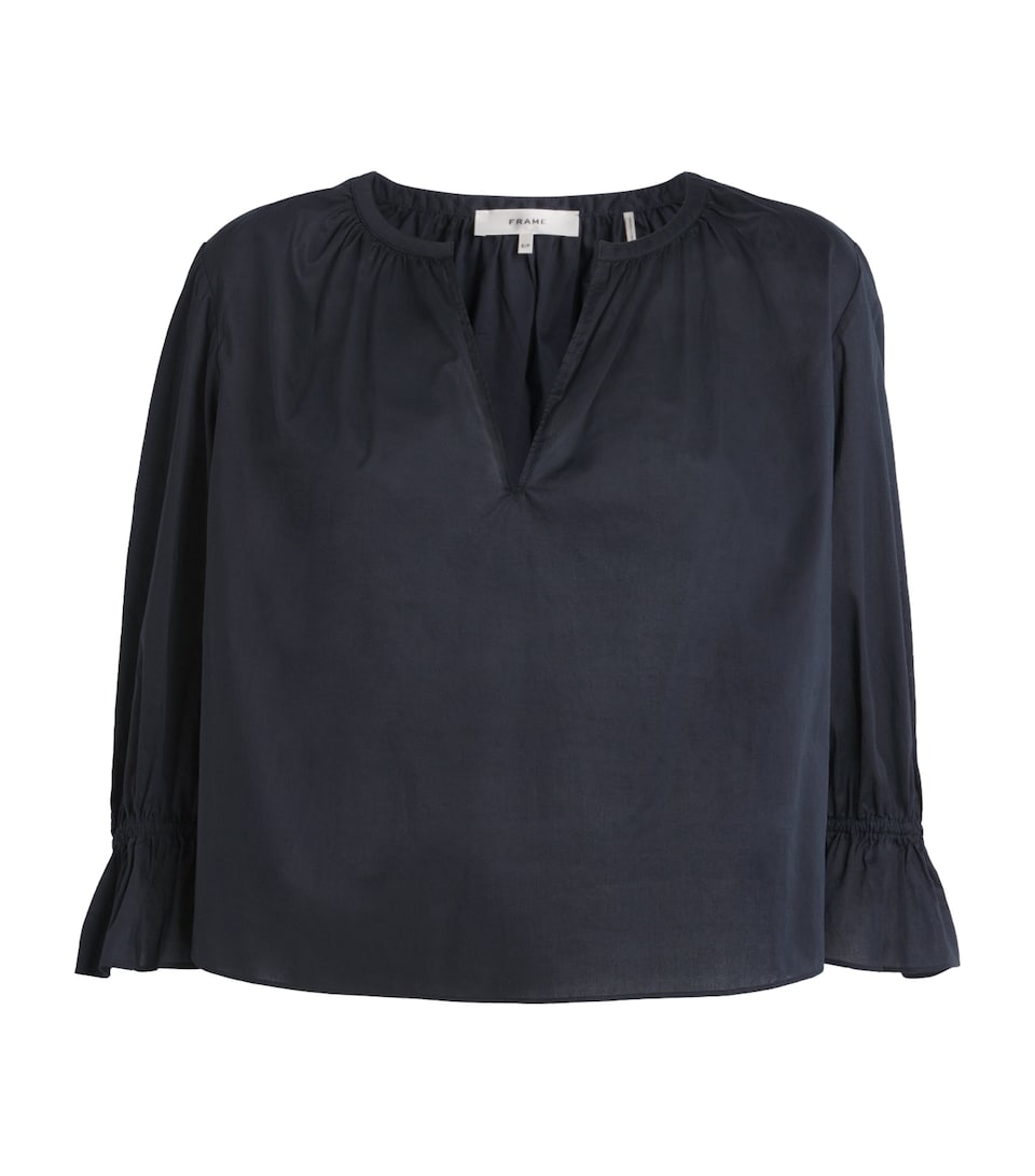 FRAME Womens Cotton Poet Blouse Navy