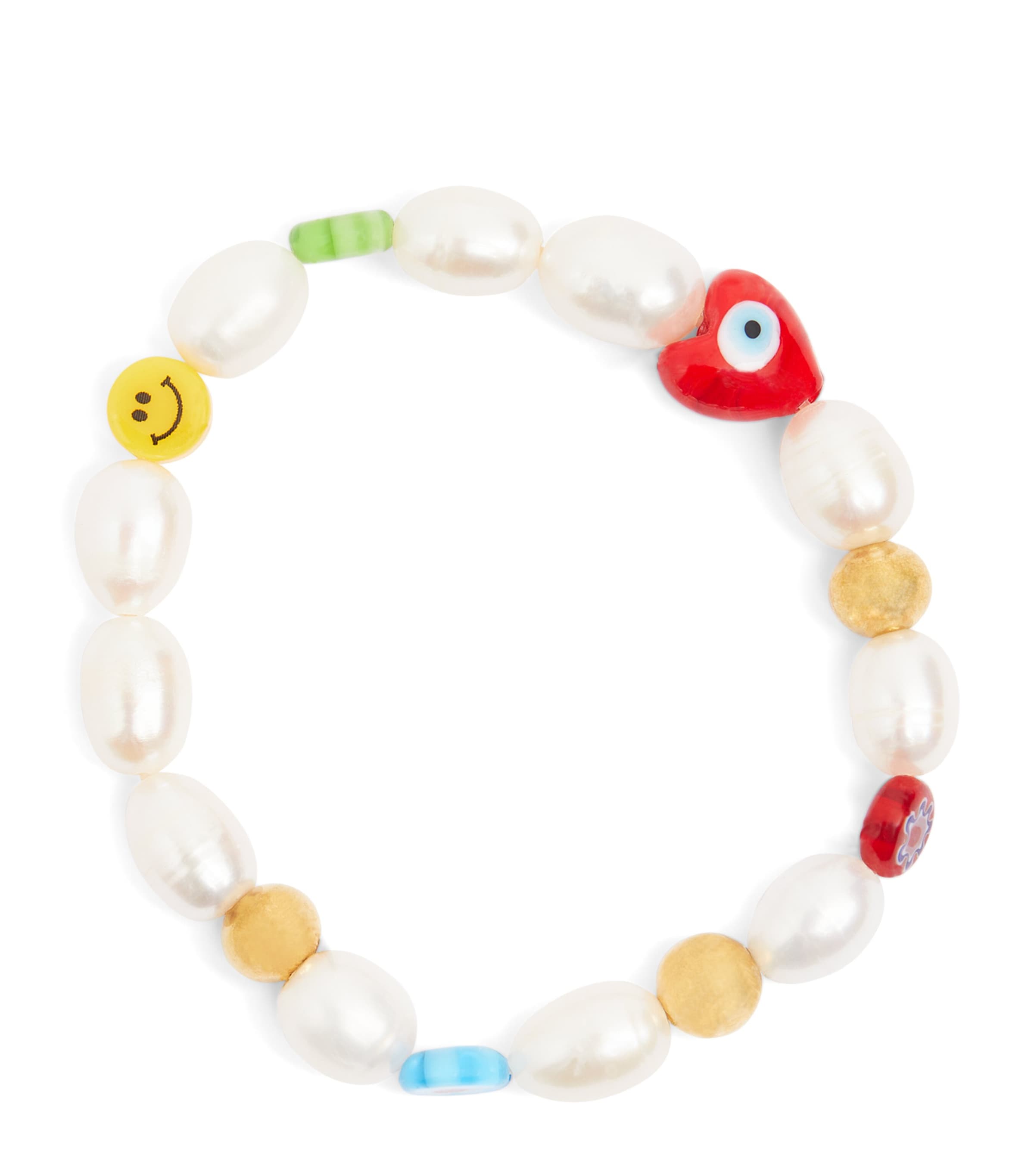 Nialaya Jewelry Pearl Smiley Face Beaded Bracelet