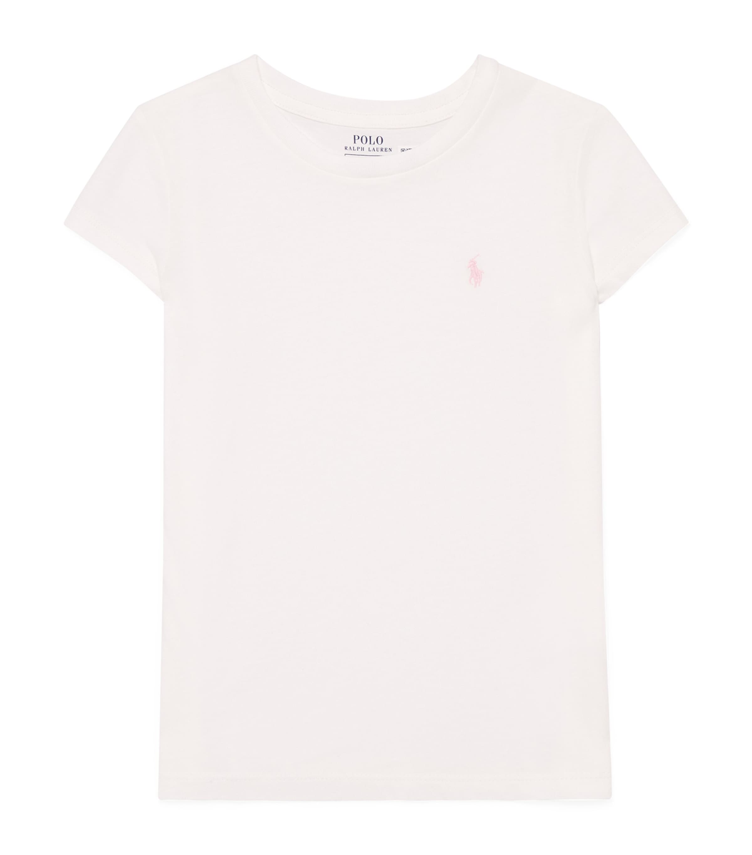 Ralph Lauren Kids Cotton Polo Pony T-Shirt (7-14 Years) White W Hint Of Pink