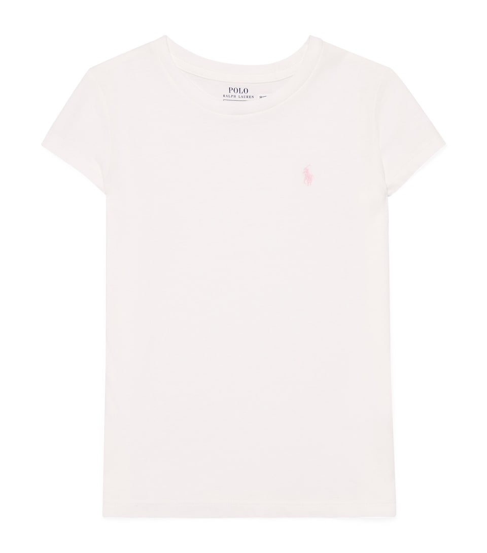 Ralph Lauren Kids Cotton Polo Pony T-Shirt (7-14 Years) White W Hint Of Pink