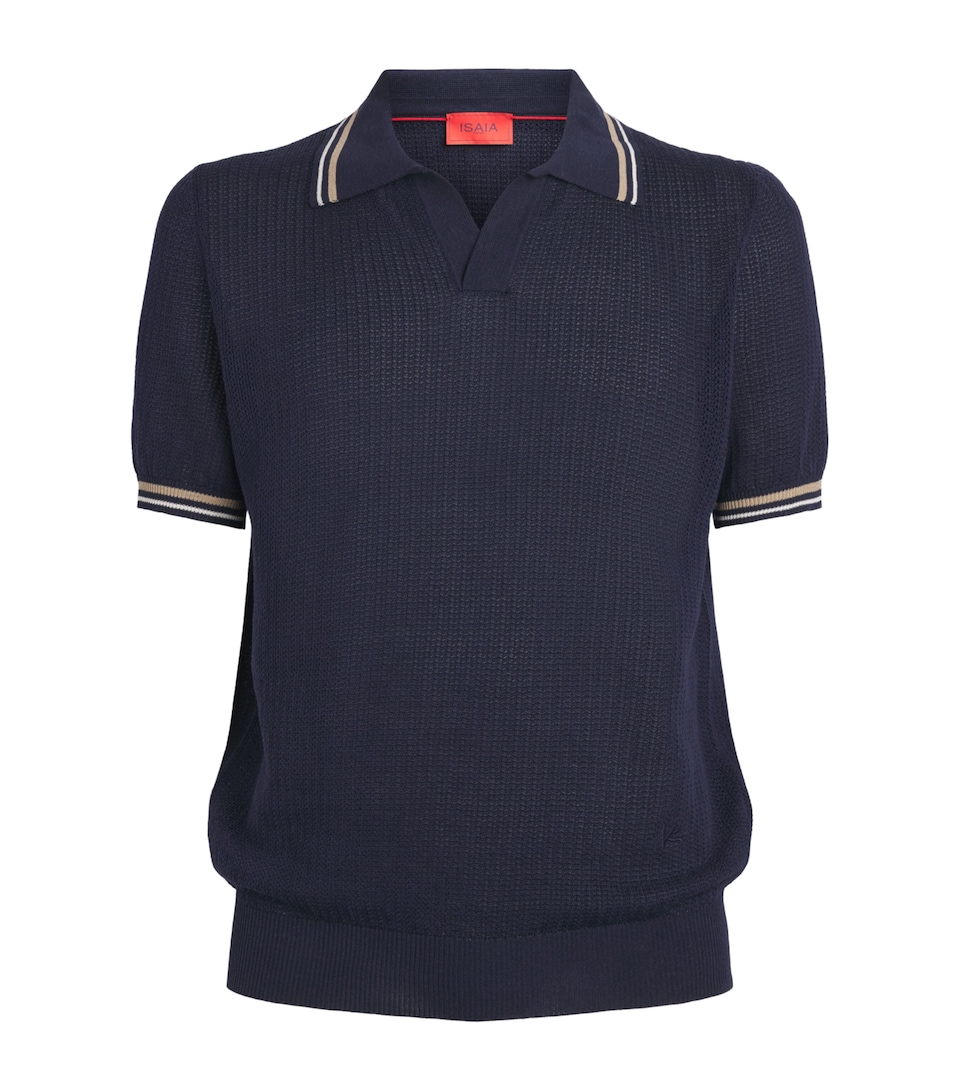 Isaia Mens Silk-Linen Polo Shirt