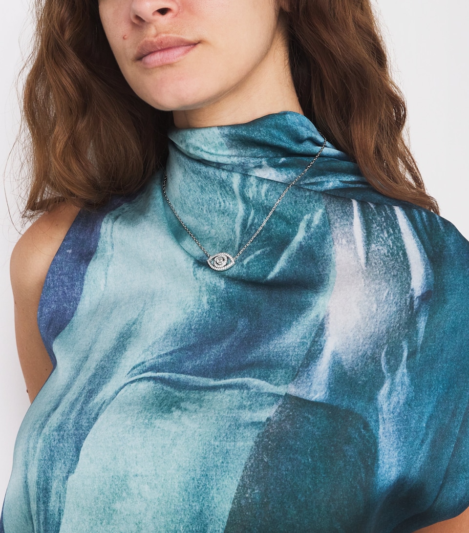 White Gold, Rose-Cut Diamond and Pavé Diamonds Protected Eye Necklace