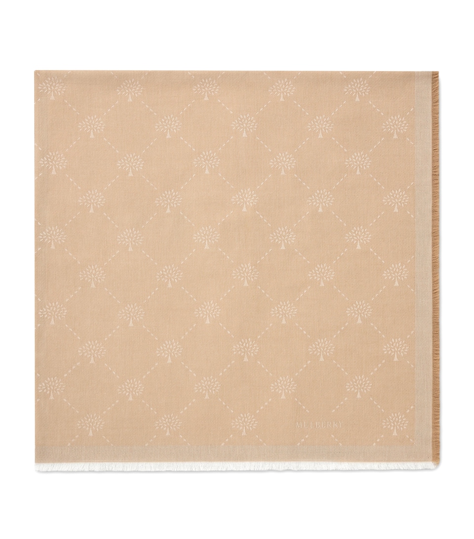 Mulberry Cotton Diamond Tree Square Scarf Camel