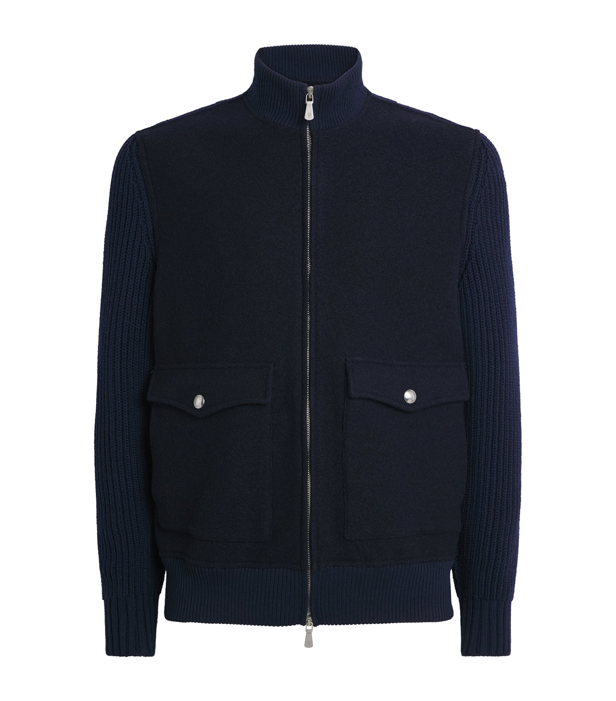 Eleventy Mens Wool Bomber Jacket Royal E Blu