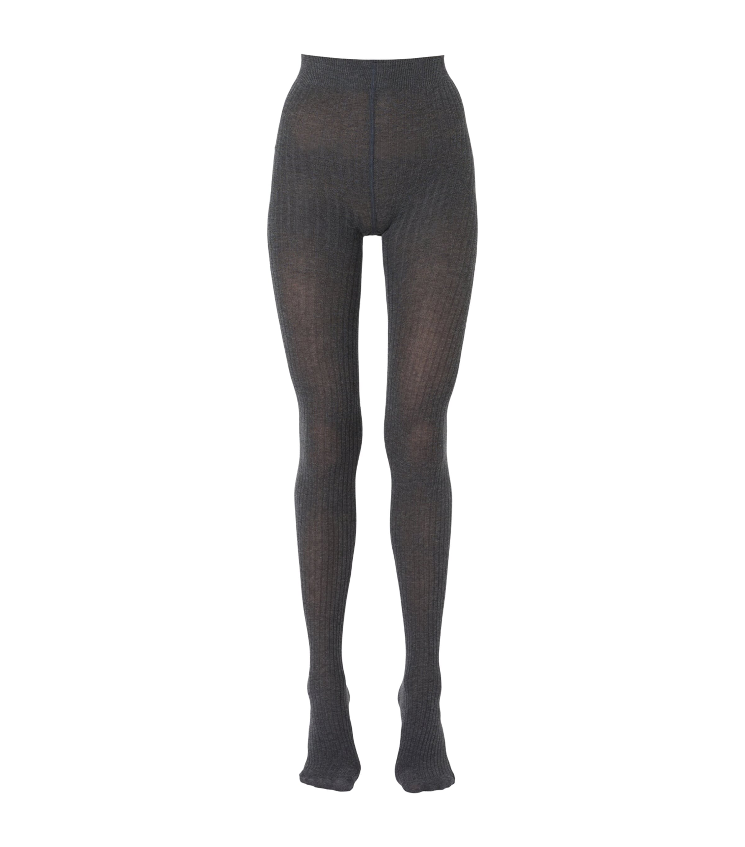 Max Mara Womens Stretch-Cotton Rib-Knit Tights Medium Grey