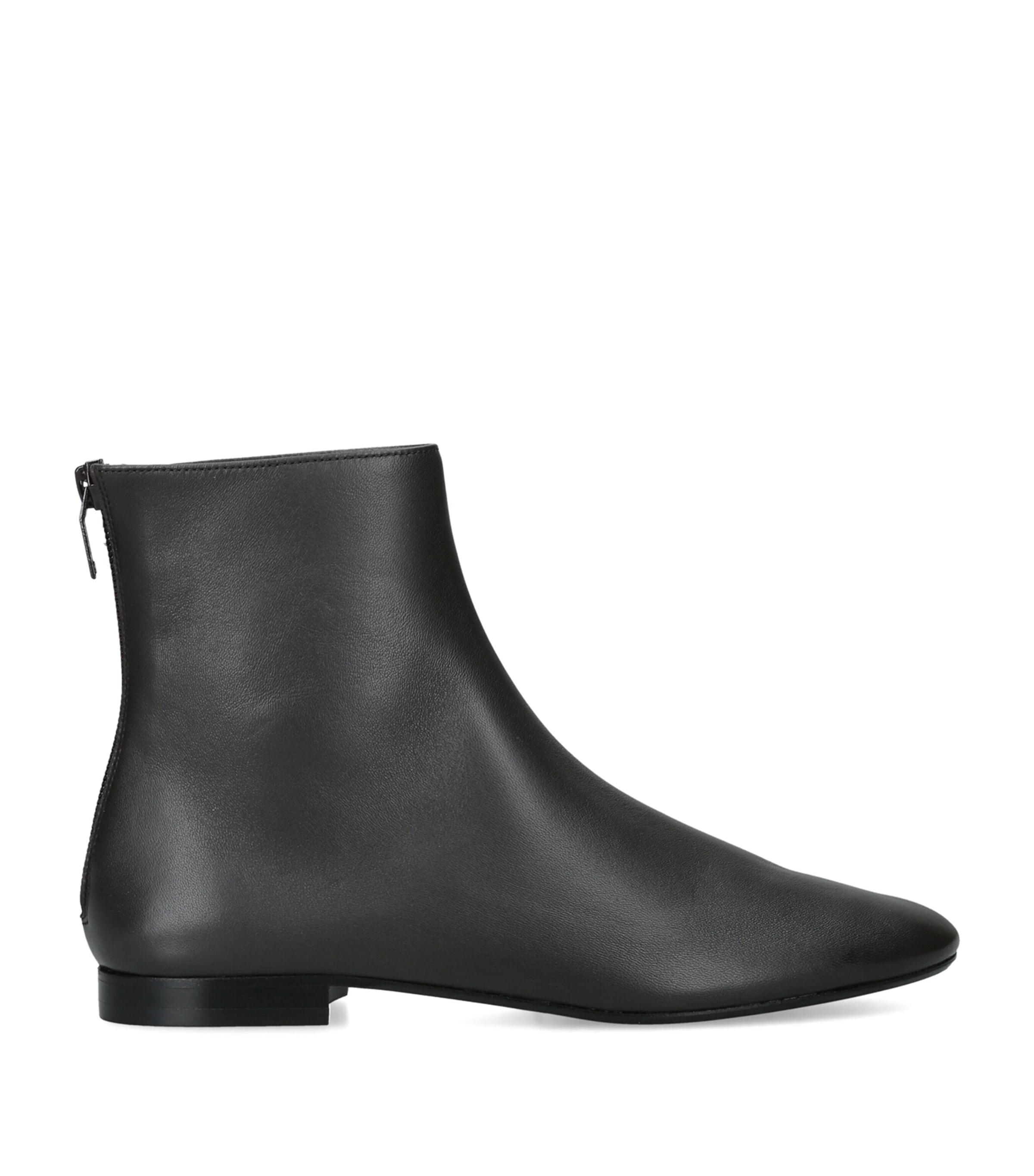Toteme Leather Contour Ankle Boots Dark Brown