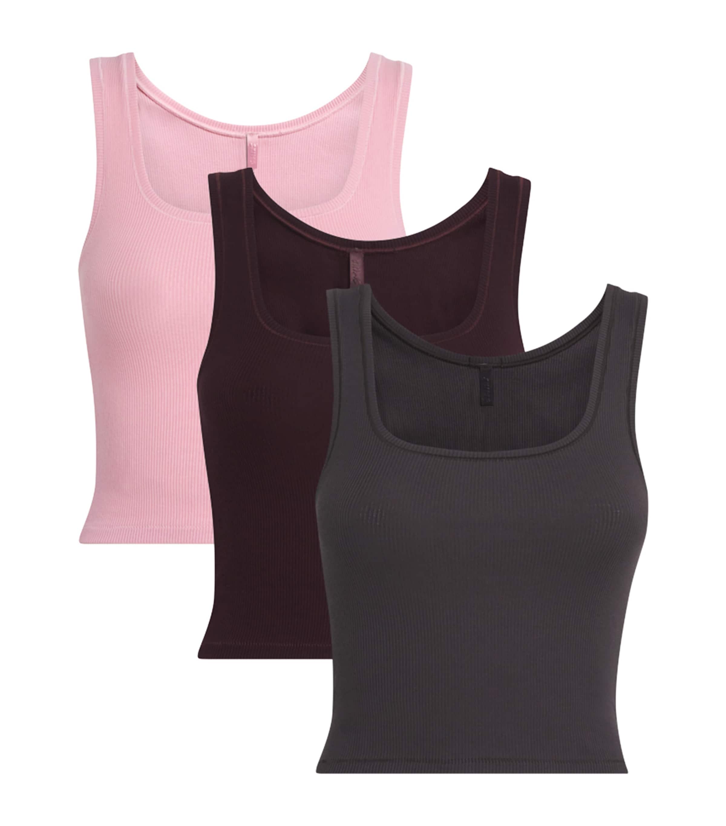 Stretch-Cotton Ribbed Tank Tops (Pack of 3)