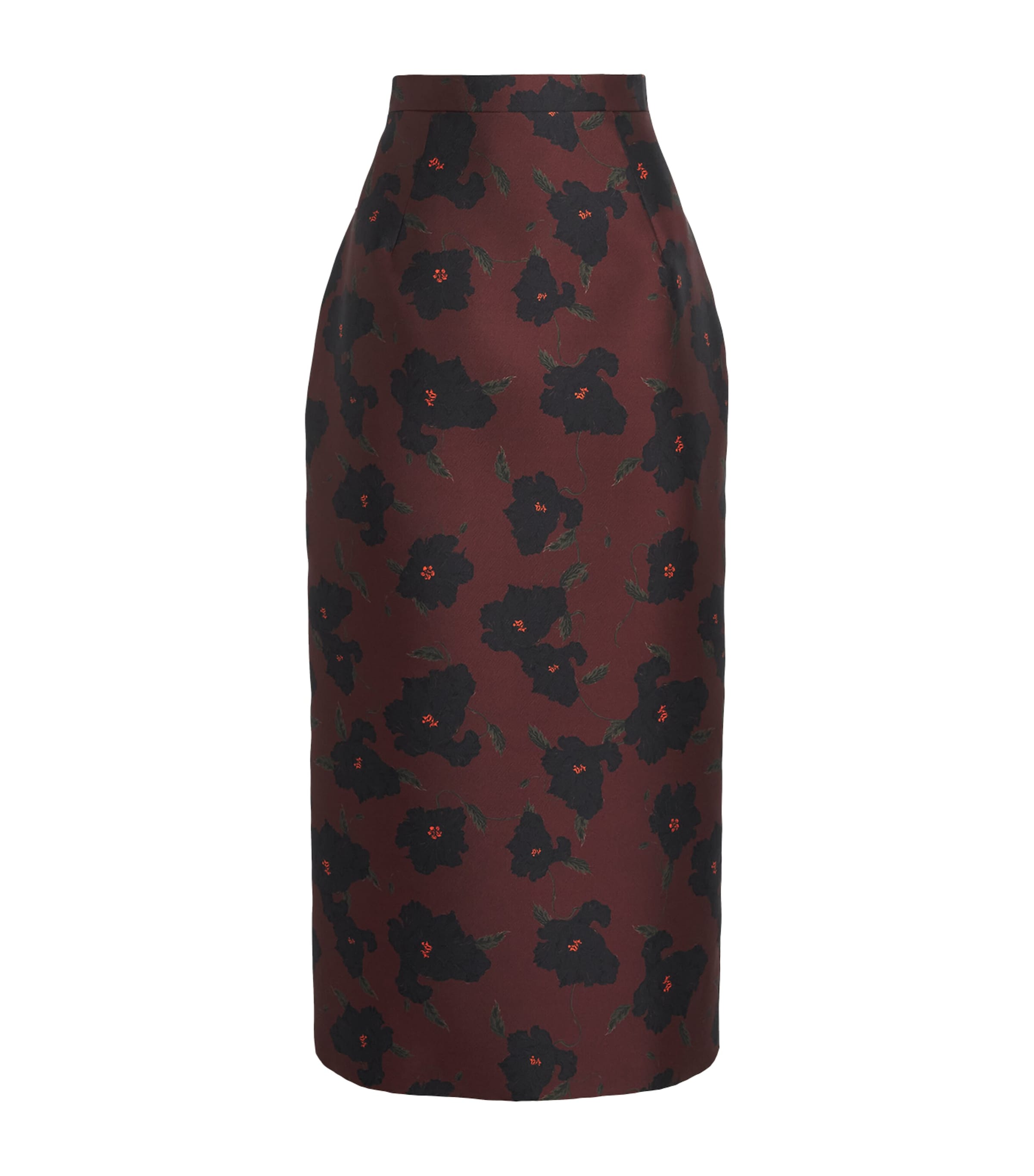 Emilia Wickstead Womens Floral Lorelei Midi Skirt Breezy Poppy Red Blk