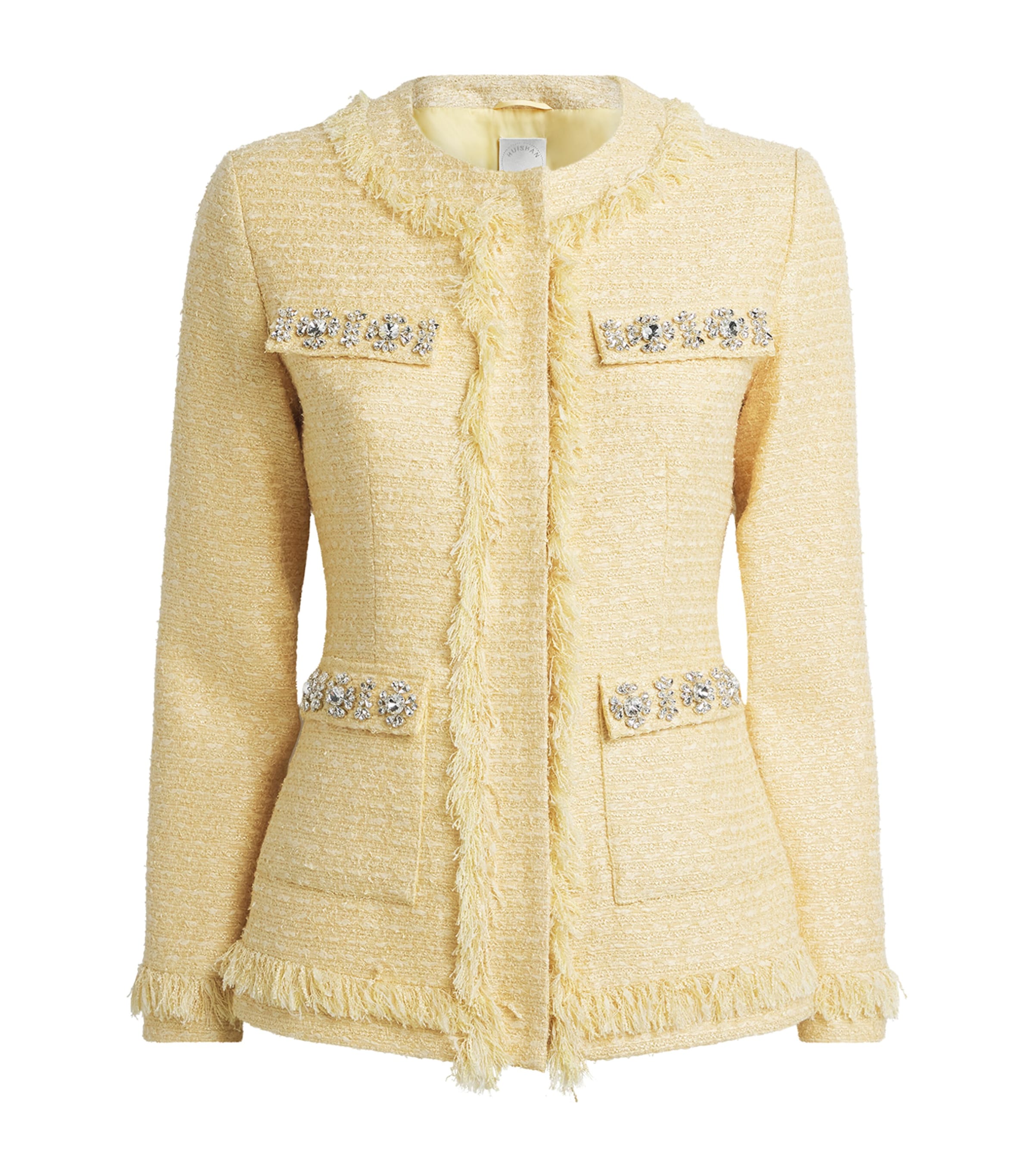 Huishan Zhang Womens Crystal-Embellished Cecil Jacket Pale Yellow