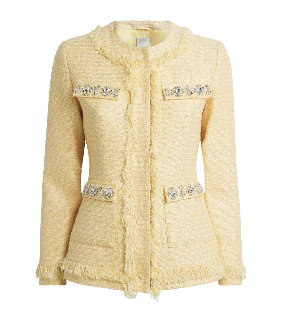 Huishan Zhang Womens Crystal-Embellished Cecil Jacket Pale Yellow