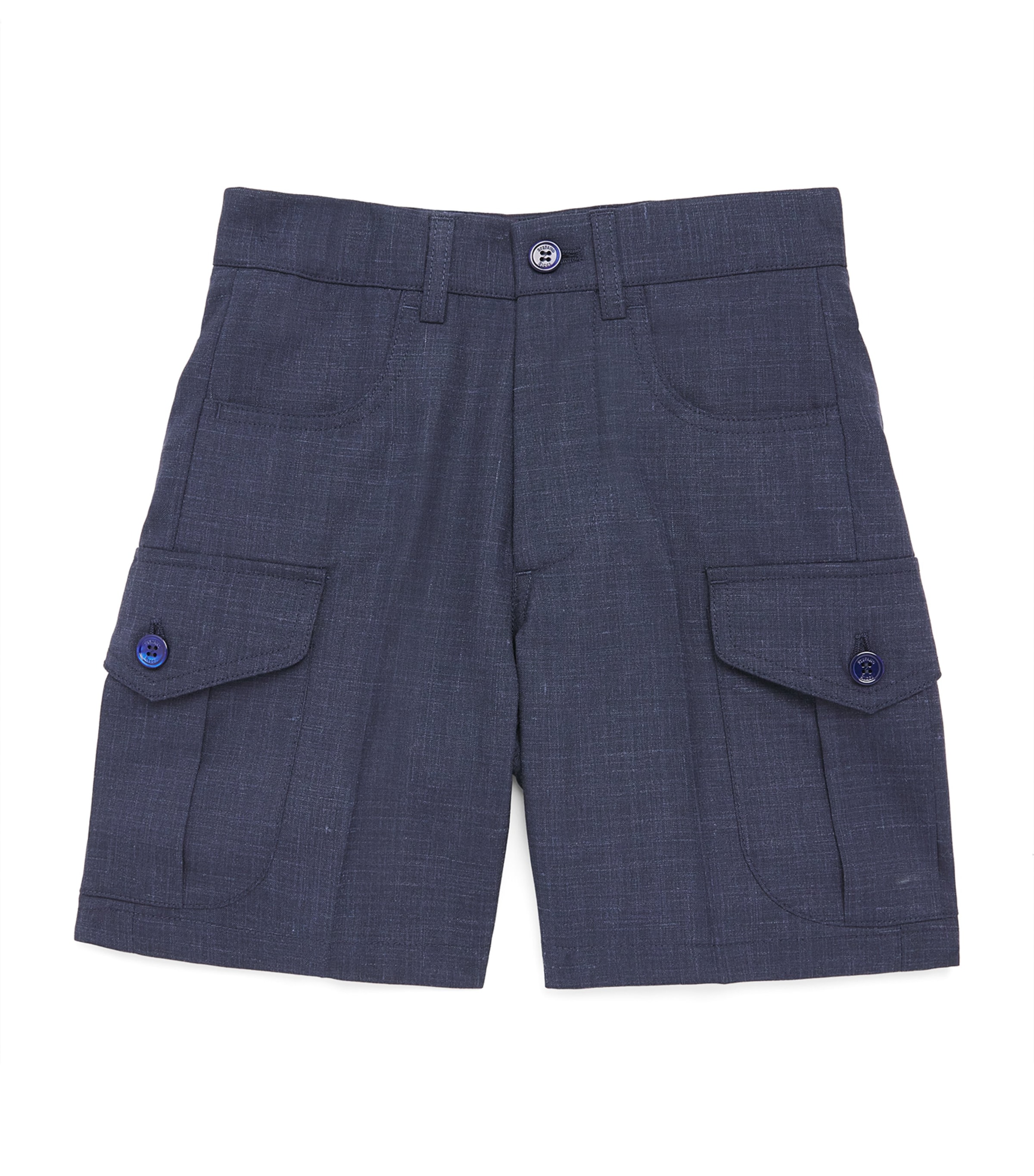 Stefano Ricci Kids Wool-Silk-Linen Shorts (6-16 Years) Navy
