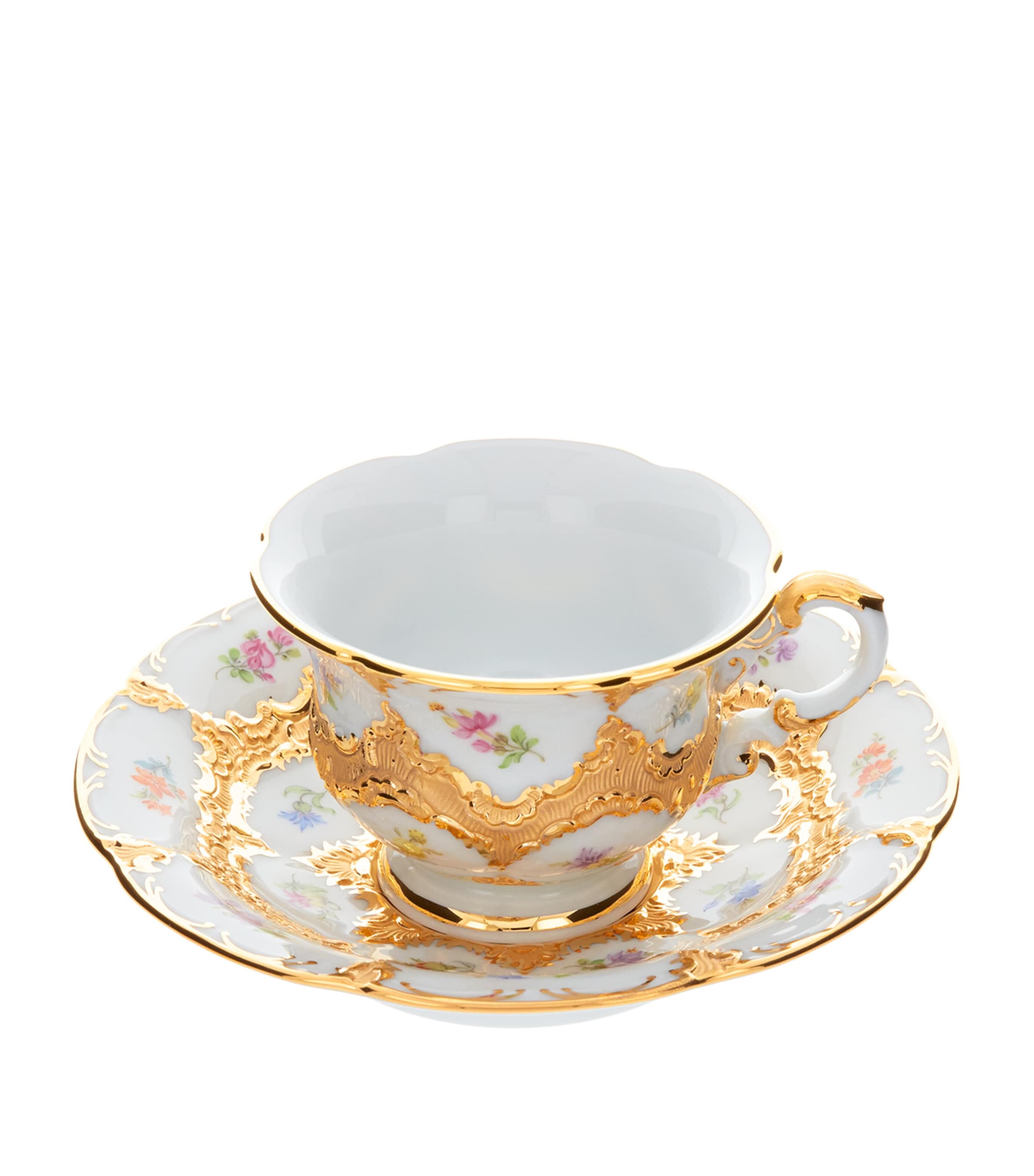 Meissen B-Form Espresso Teacup and Saucer Gold
