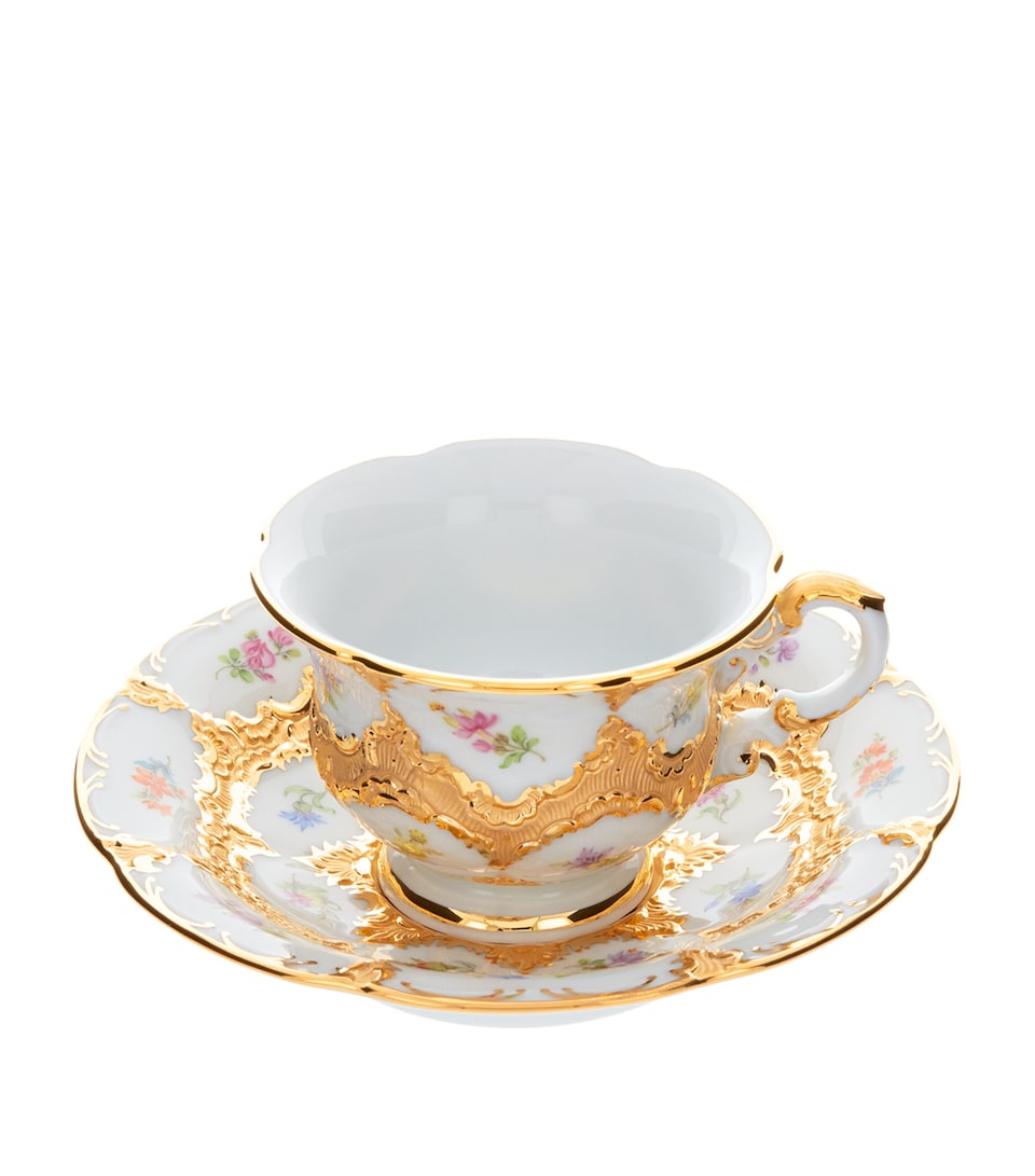 Meissen B-Form Espresso Teacup and Saucer Gold