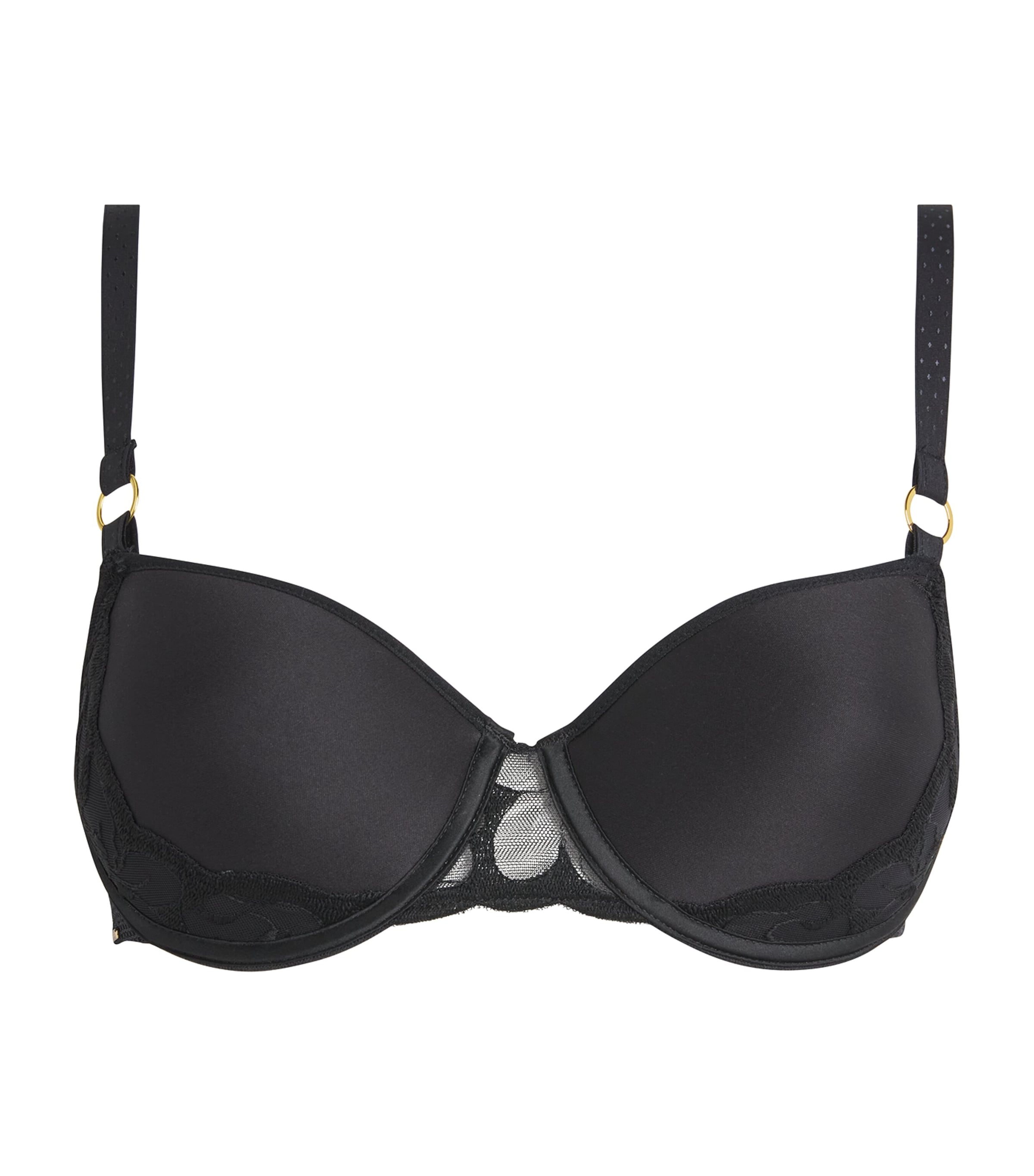 Chantelle Womens Fleurs Memory T-Shirt Bra Black
