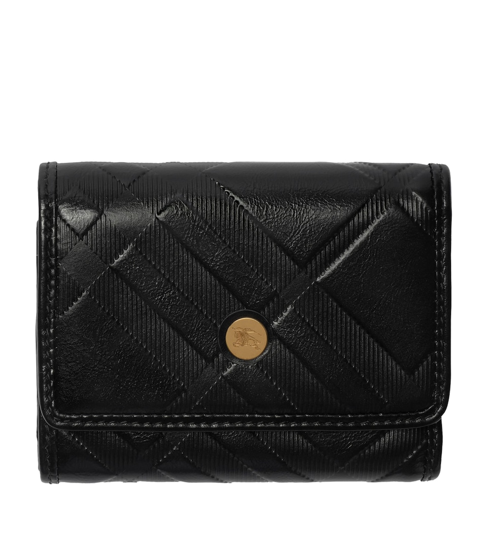 Burberry Small Leather Embossed Check Wallet Black
