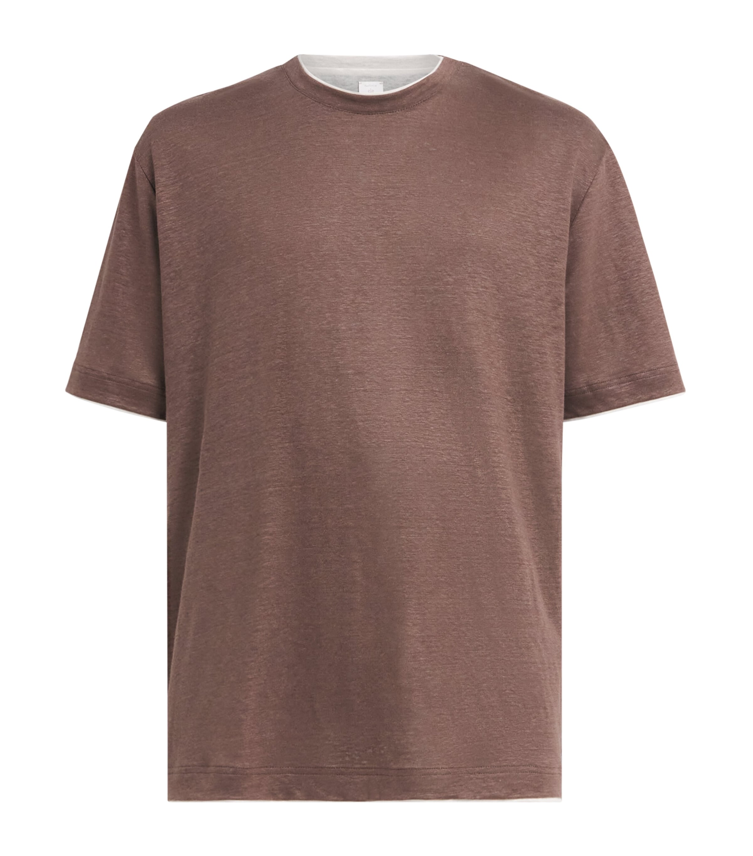Eleventy Mens Linen Layered T-Shirt Moro, Bianco