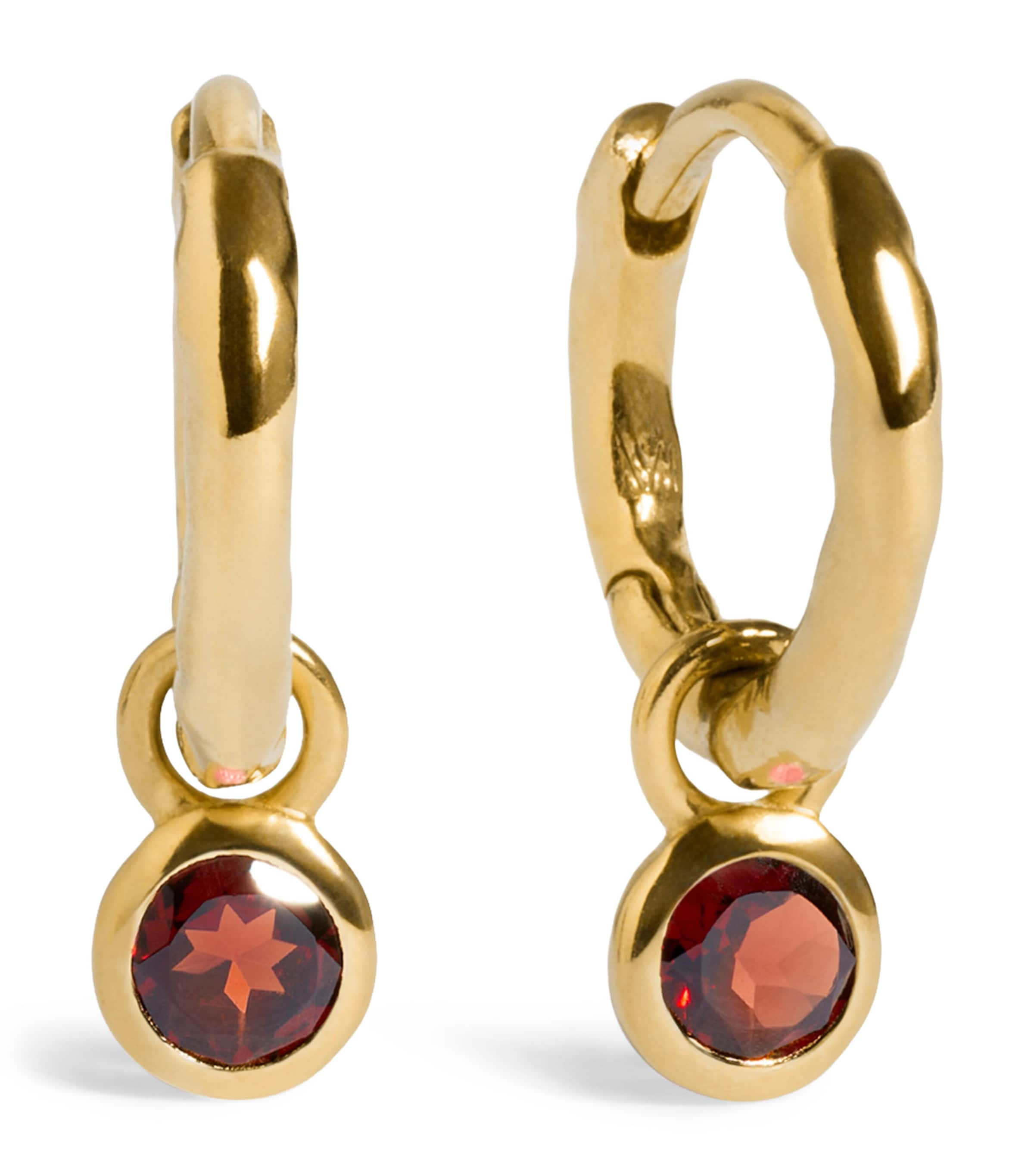 Monica Vinader Gold Vermeil and Garnet January Birthstone Huggie Earrings Red