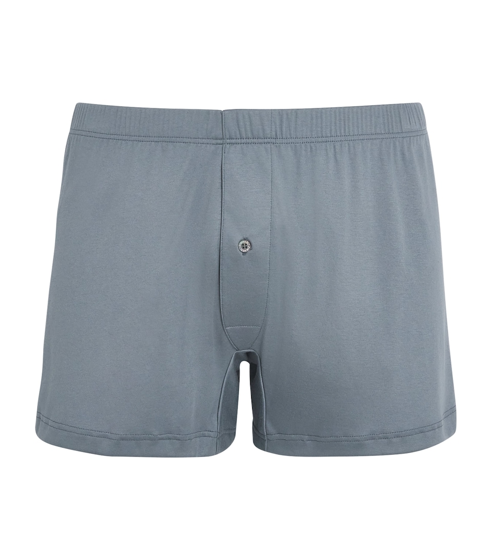 Zimmerli Mens Sea Island Cotton Boxer Shorts Light Slate